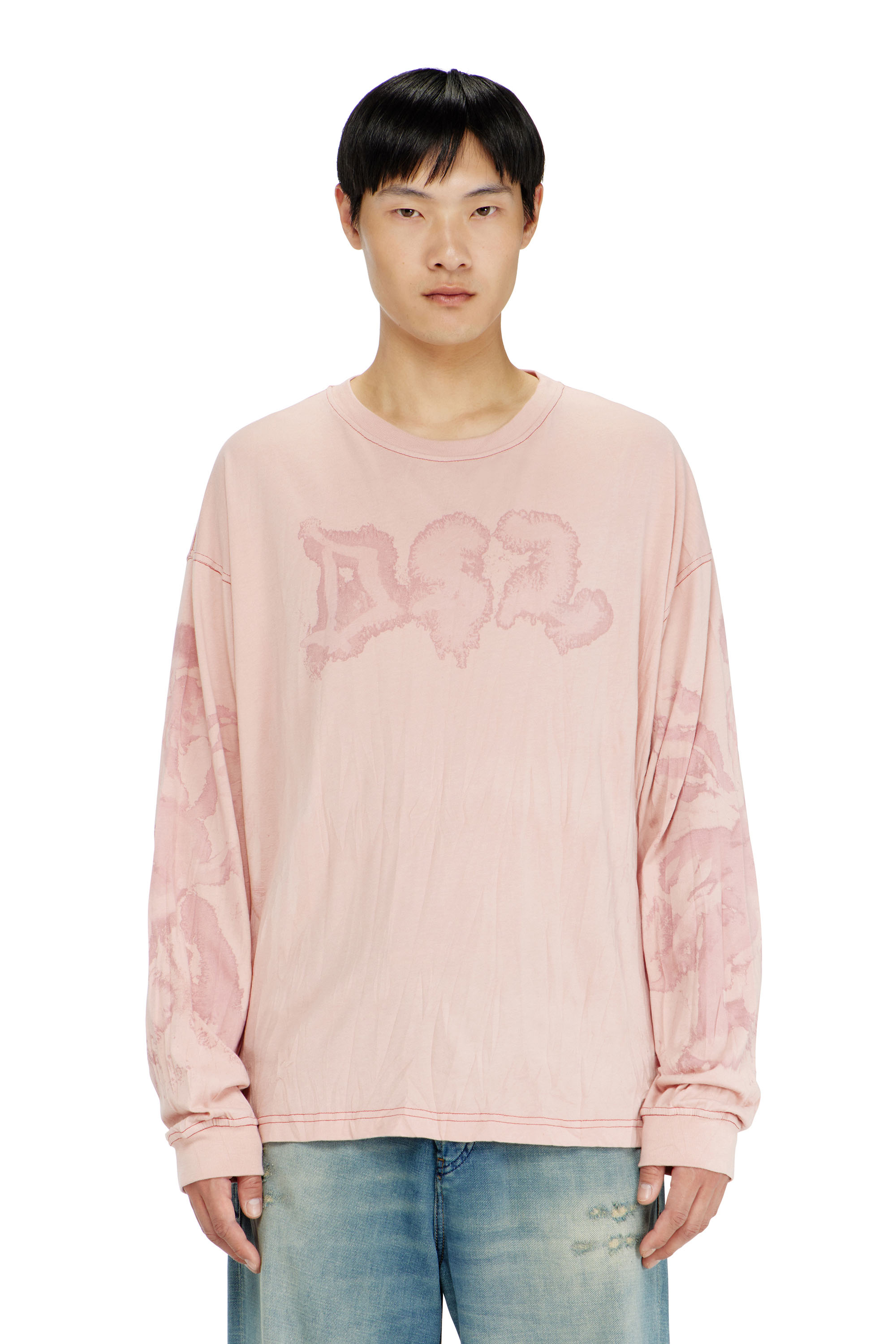 Diesel - T-BOXT-LS-AA4, Man's Relaxed long sleeve tee with blotched print in Pink - 1