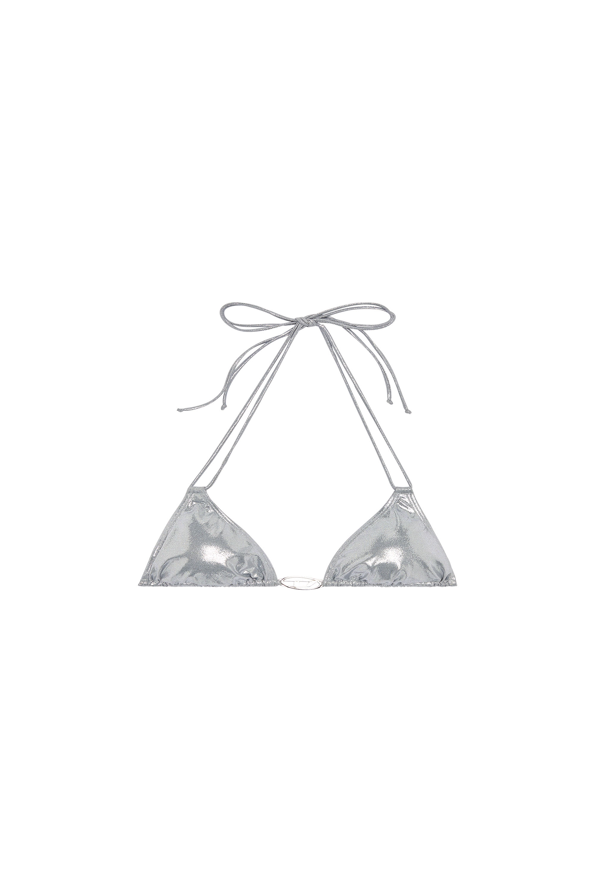 Diesel - BFB-SEES-O, Woman Bikini top with Oval D plaque in Silver - Image 3