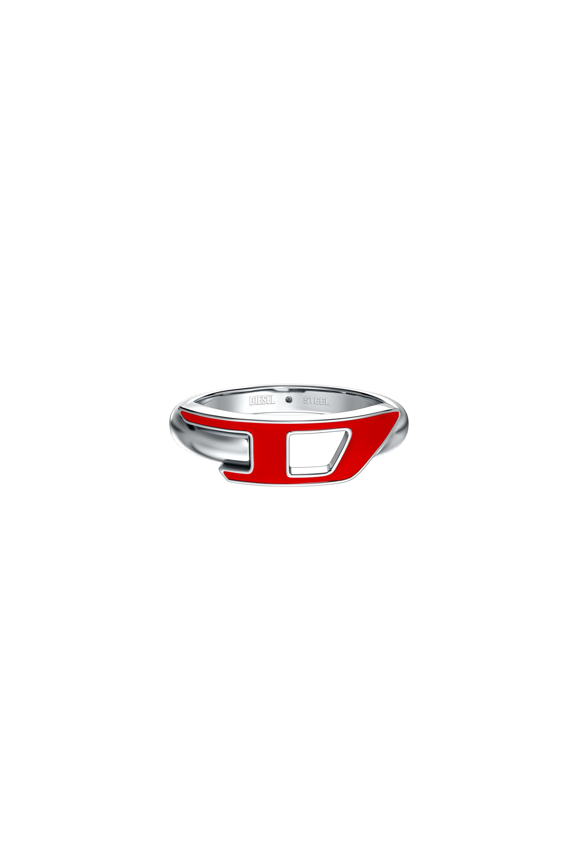 Diesel - DX1688040 JEWELLERY, Unisex's Stainless steel band ring in Silver/Red - 3