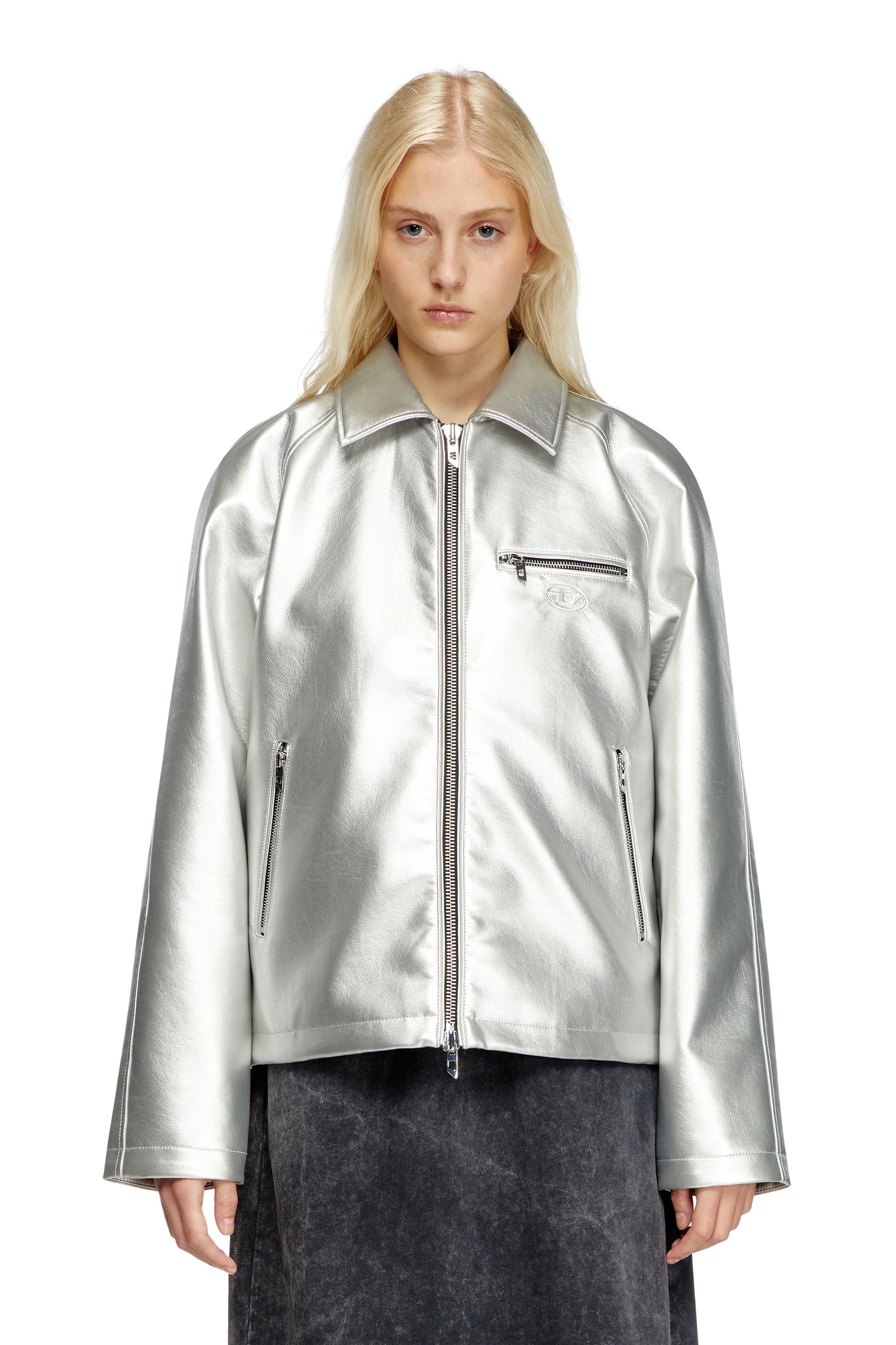 Diesel - J-THOME, Unisex's Metallic coach jacket in Silver - 2