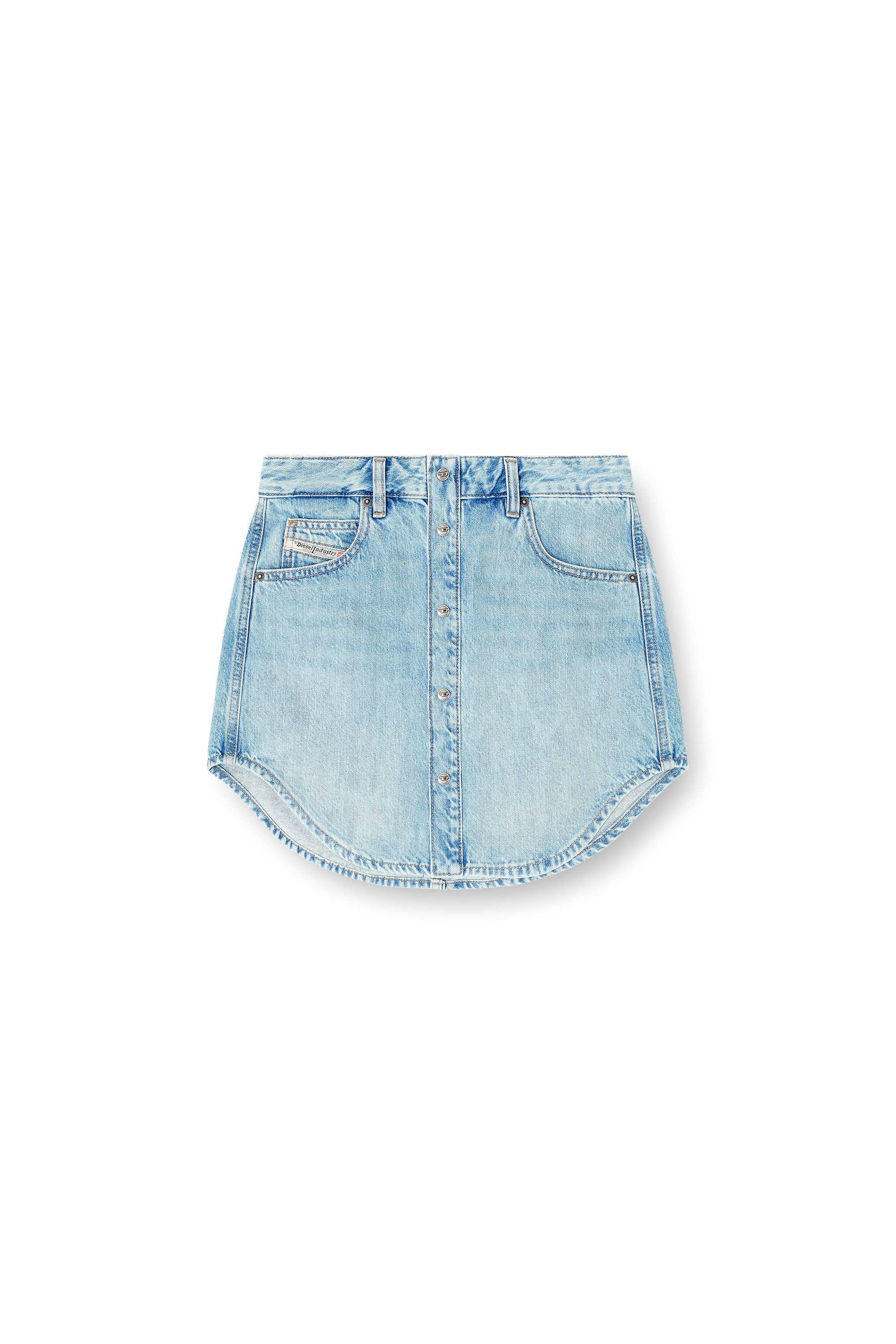 Diesel - DE-ARD, Woman's Denim button-front miniskirt in Light Blue - 3