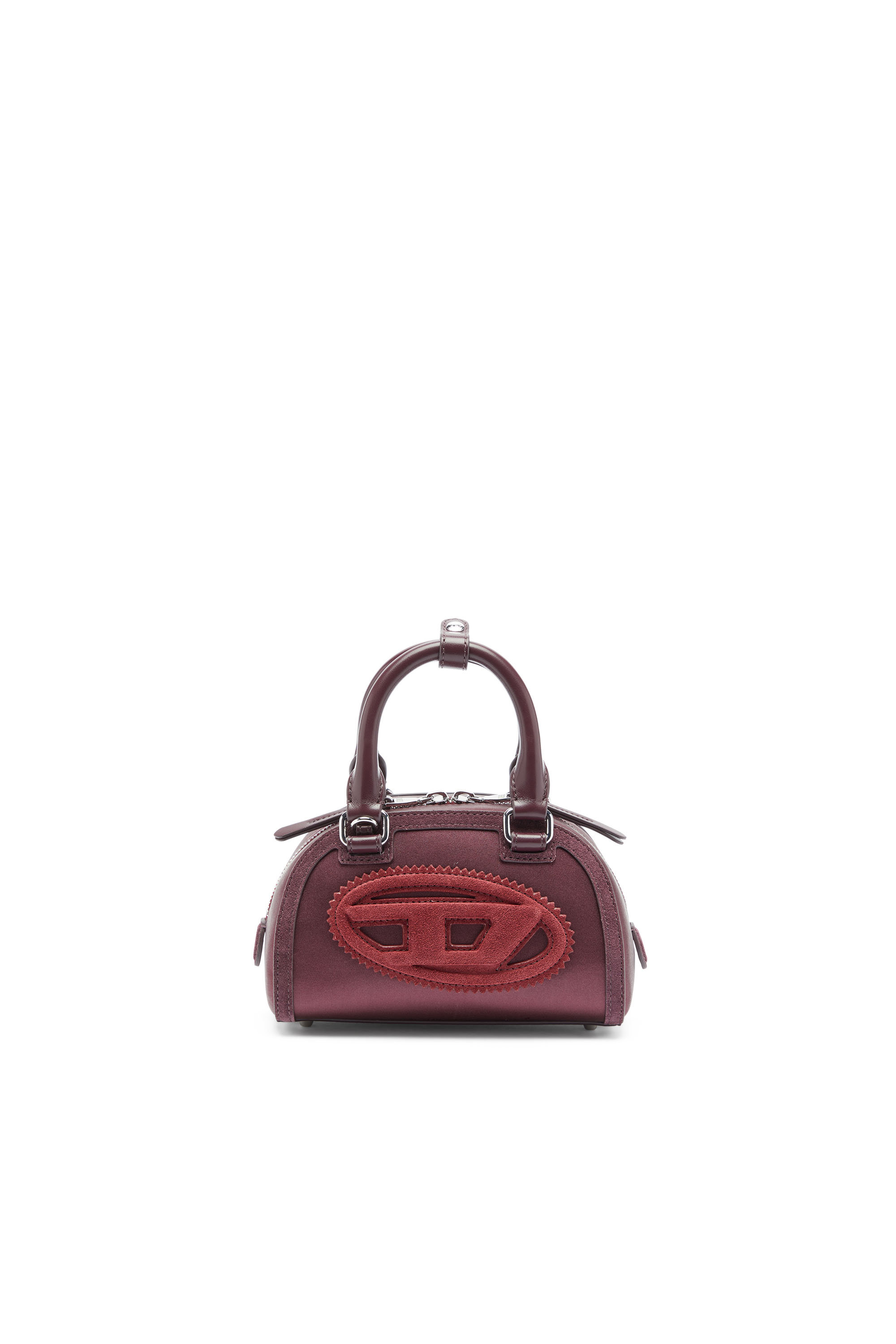 Diesel - 1DR DOME CROSSBODY, Woman's 1DR Dome - Small bowling bag in satin and suede in Burgundy - 1