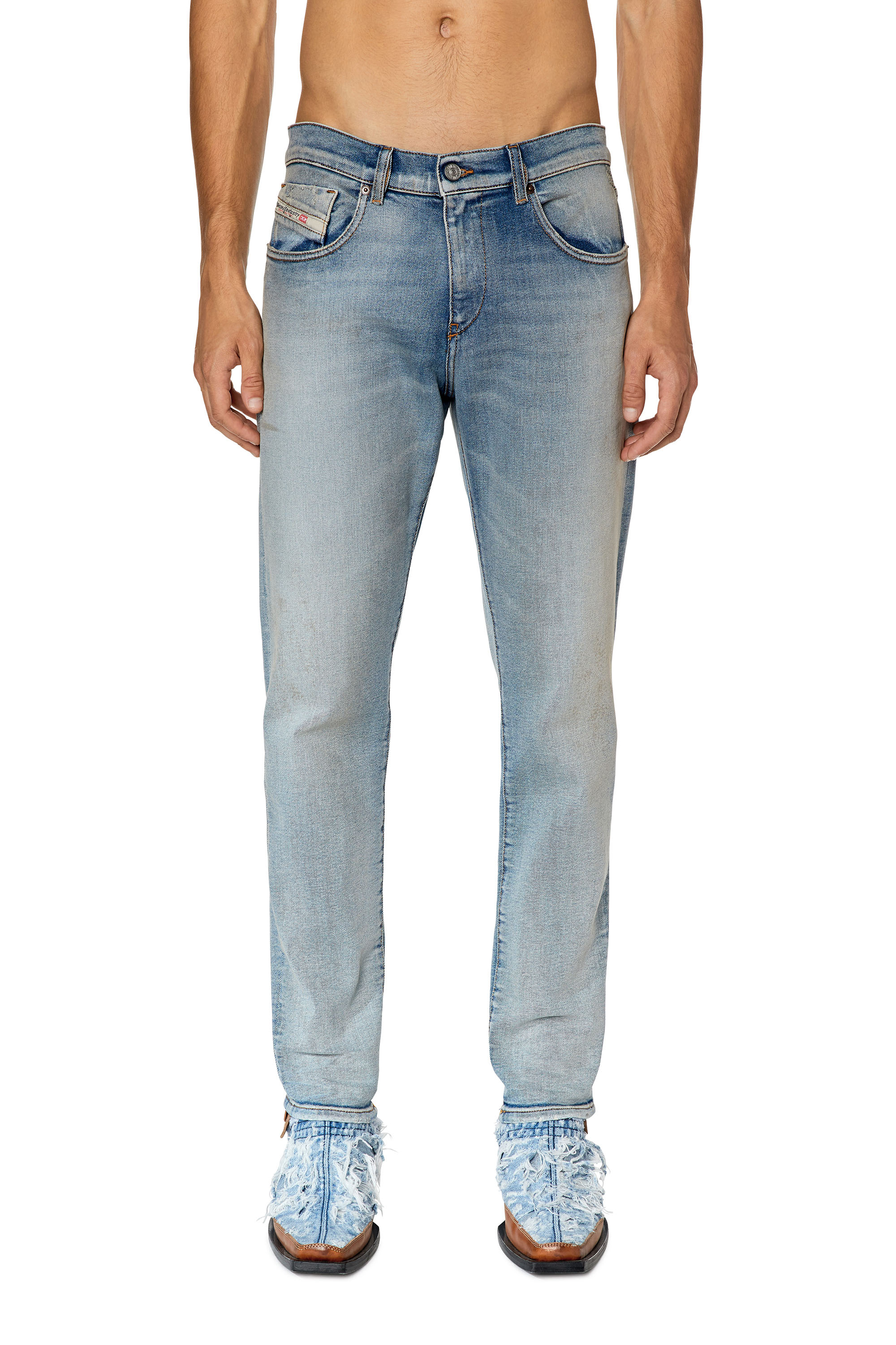 Diesel - 2019 D-Strukt 09E84 Slim Jeans, Light Blue - Image 1