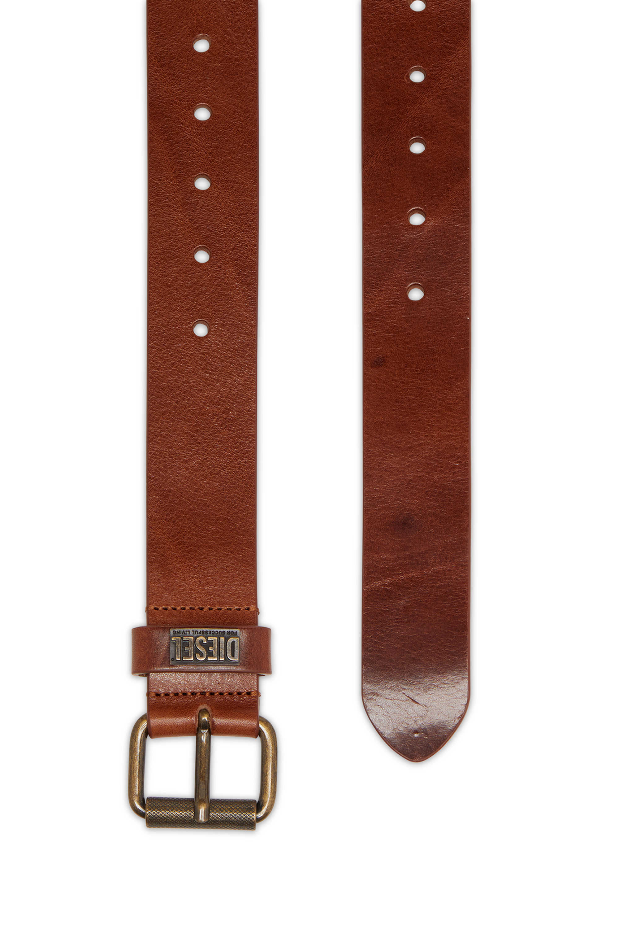 Diesel - B-BISCOTTO-LOOP II, Man's 3.5 cm leather belt with branded metal buckle in Brown - 2