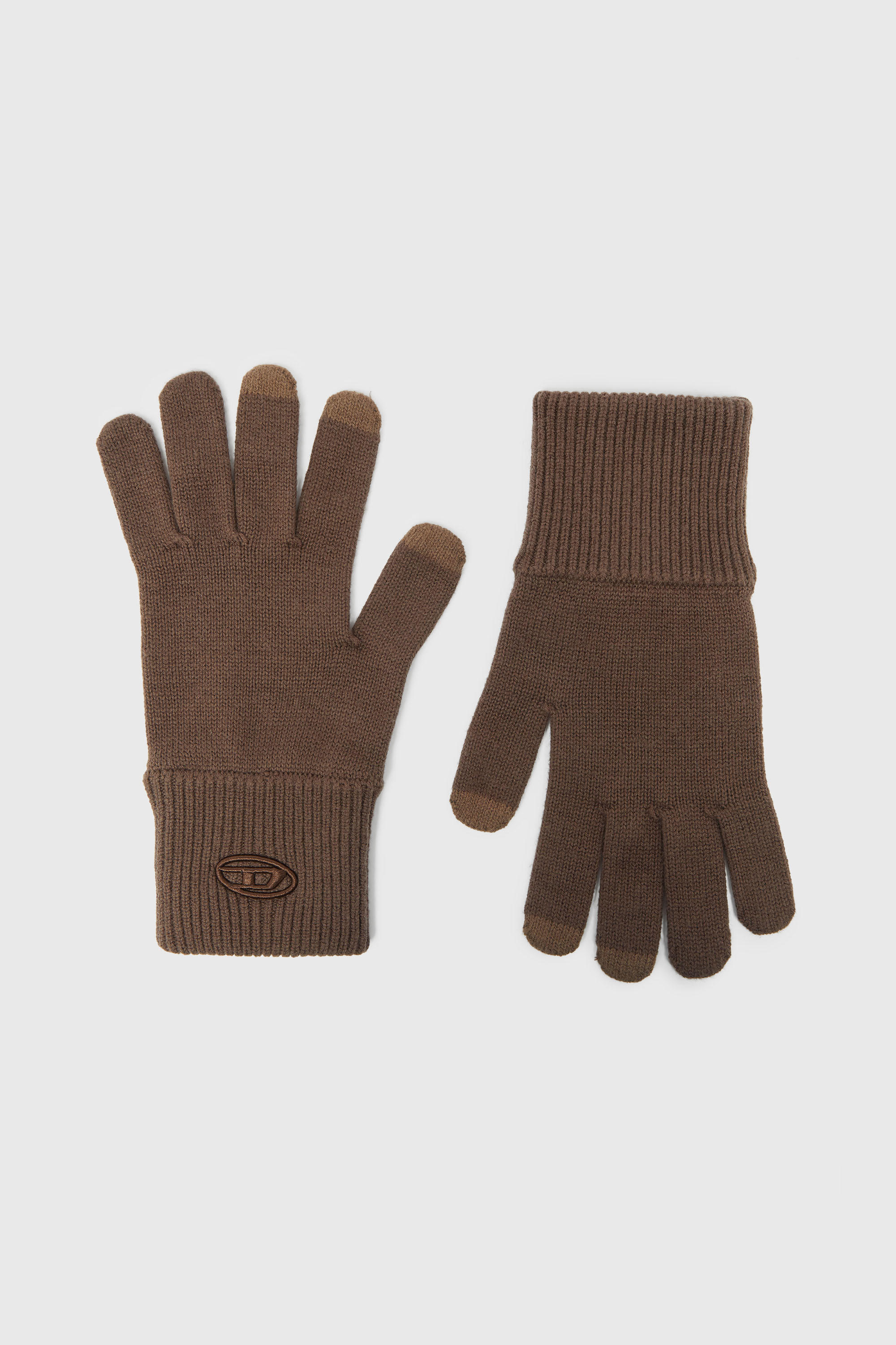 Wool blend gloves with embroidered logo