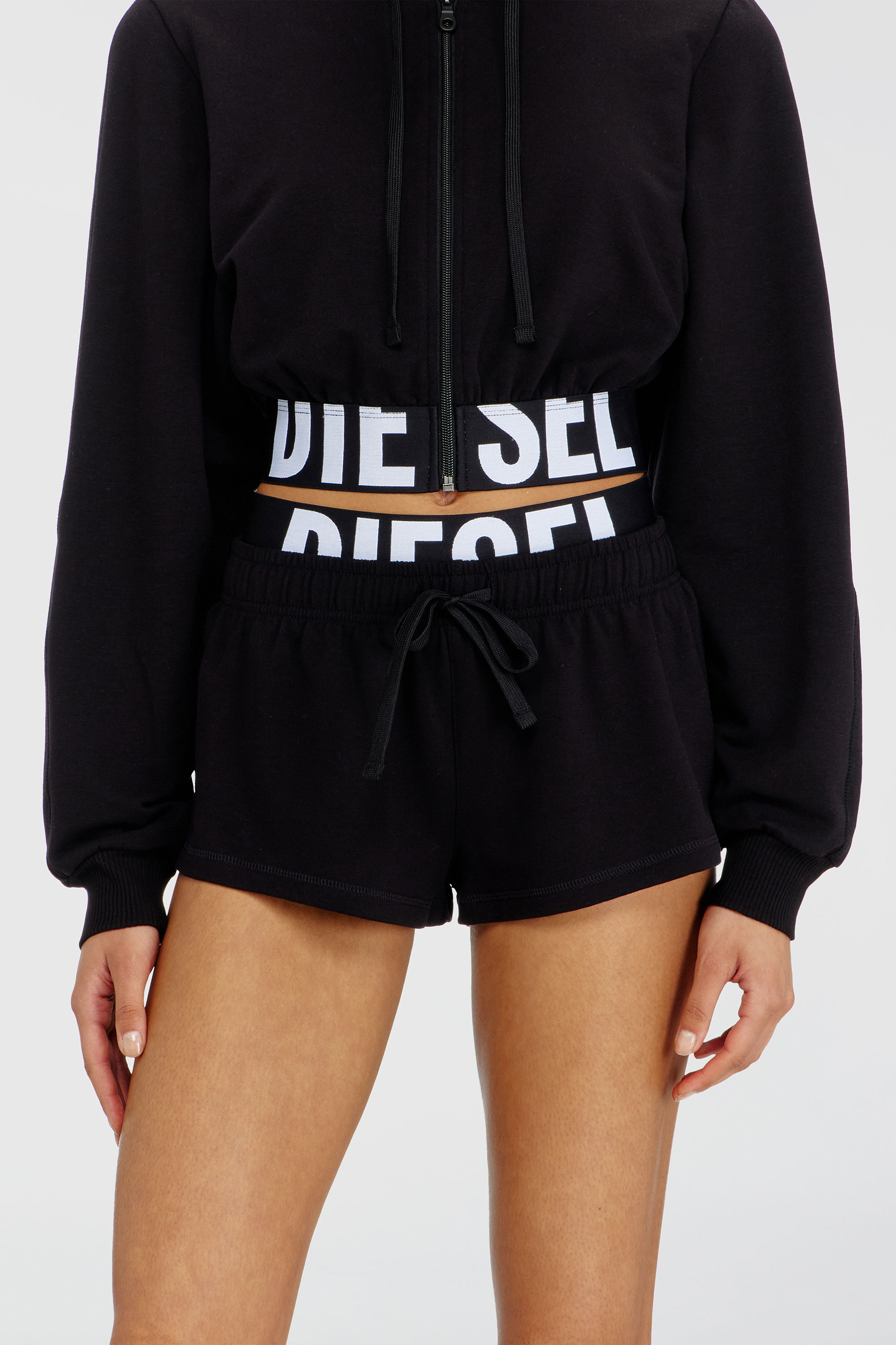 Diesel - MIRANDA-D-POP, Woman's Short pants in cotton Terry with Diesel logo in Black - 1