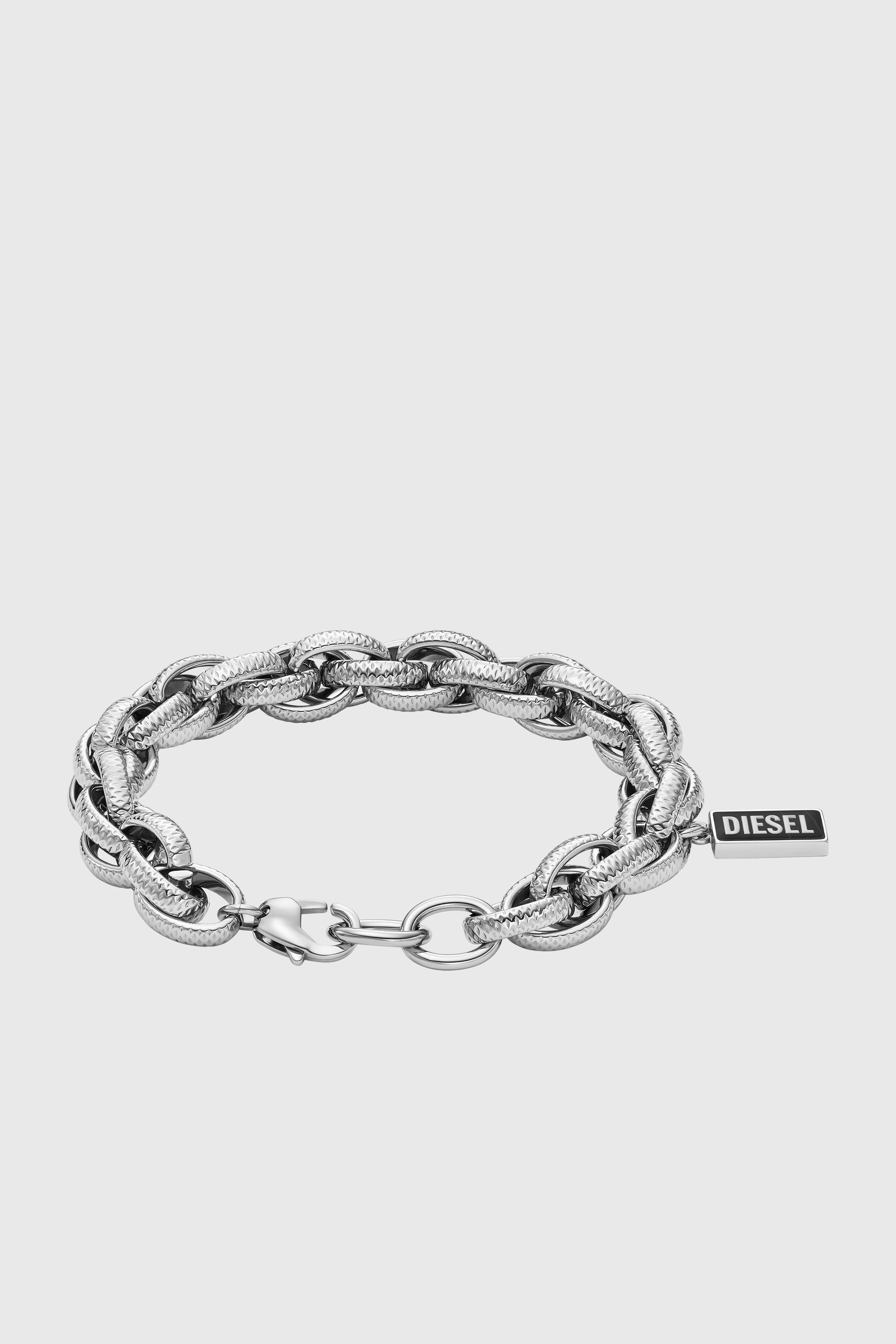 Diesel - DX1514, Unisex's Black agate chain bracelet in Silver - 2