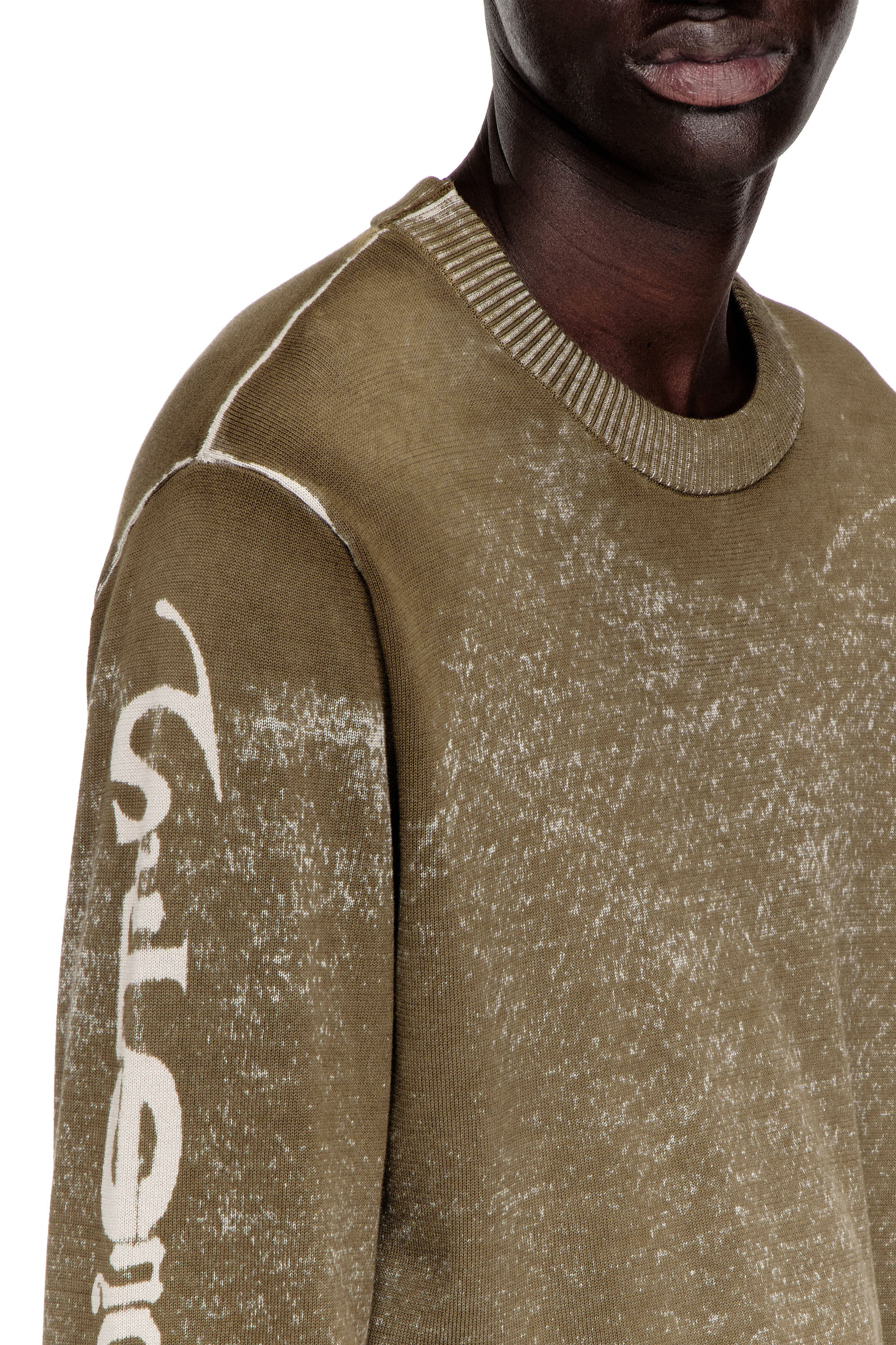 Diesel - K-YORKI, Man's Faded reverse-print jumper with lettering in Military Green - 5