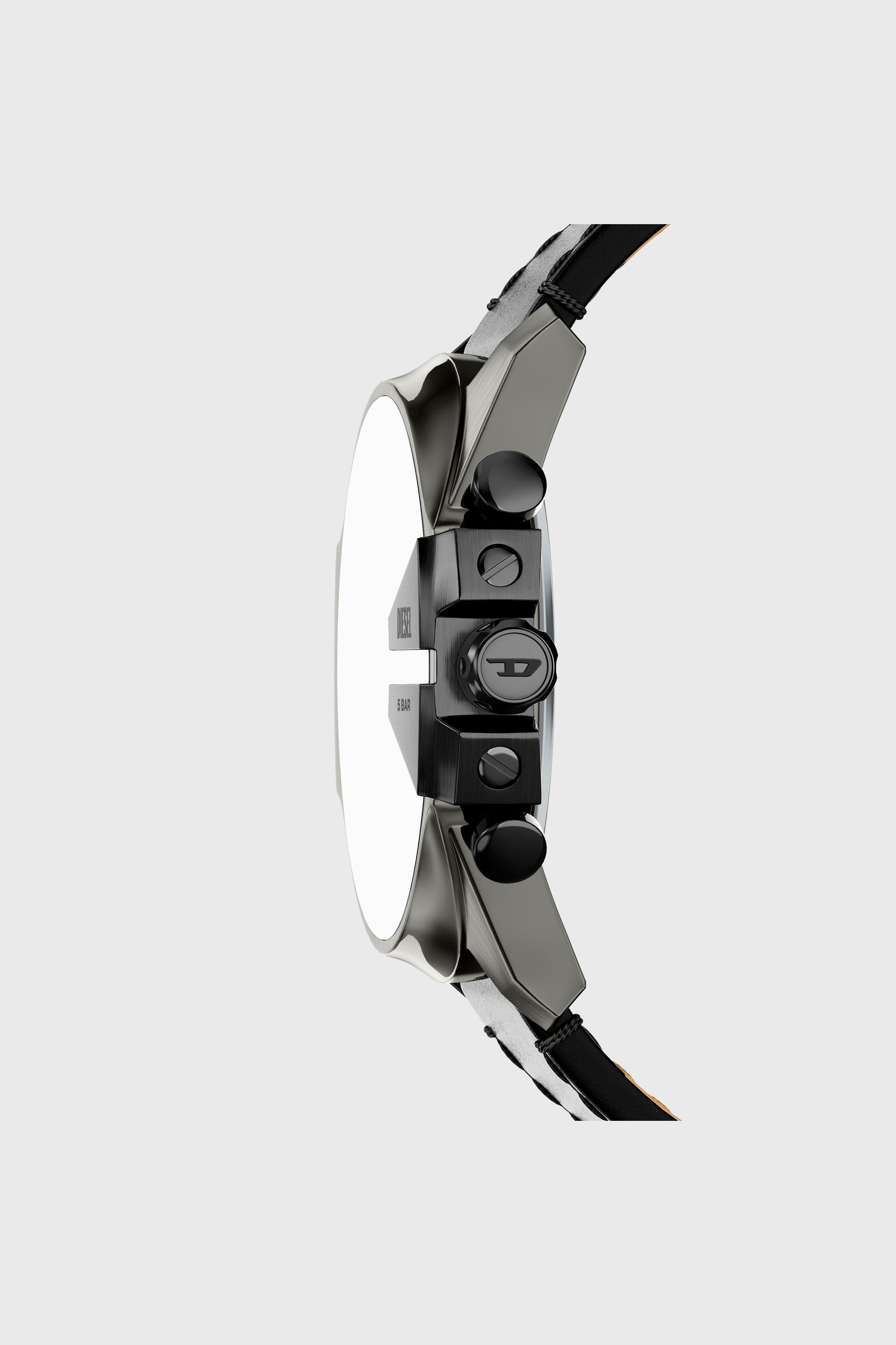 Diesel - DZ4714 WATCH, Man's Mega Chief Slim black leather watch in Black - 3