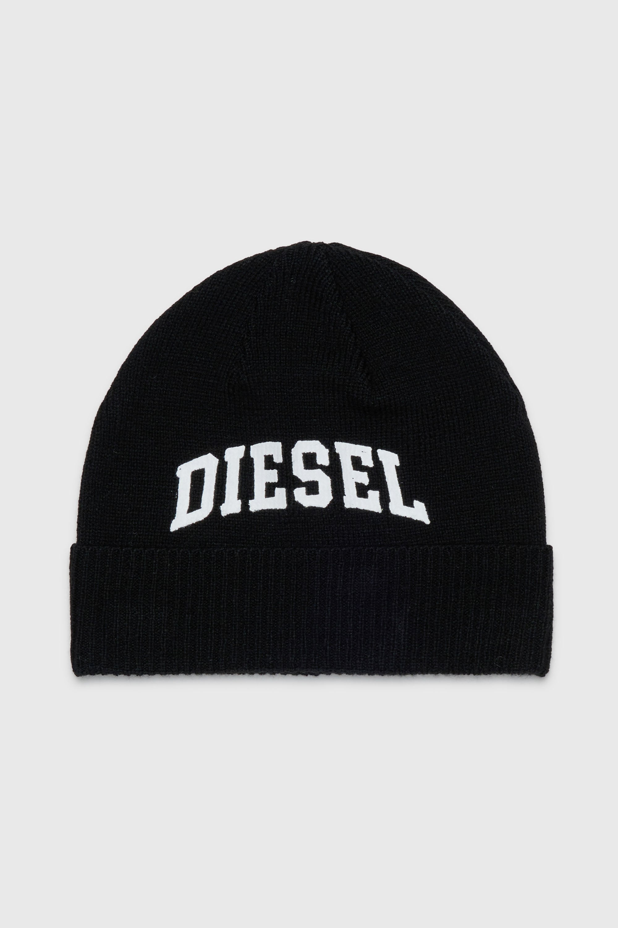 Diesel - FBAND, Unisex's Wool-blend beanie with logo in Black - 1