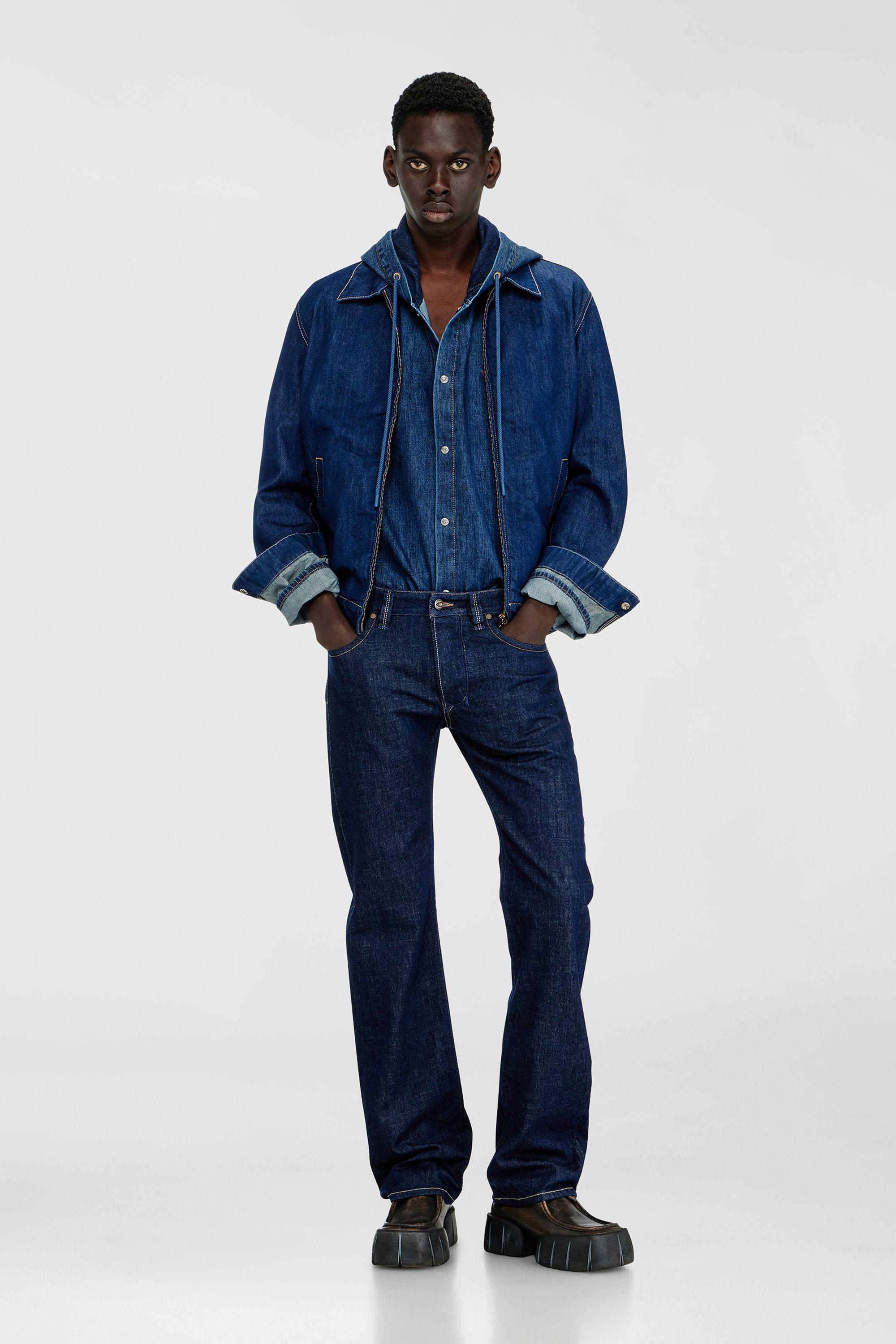 Diesel - Man's Regular Jeans 1985 Larkee 007EQ, Dark Blue - 1