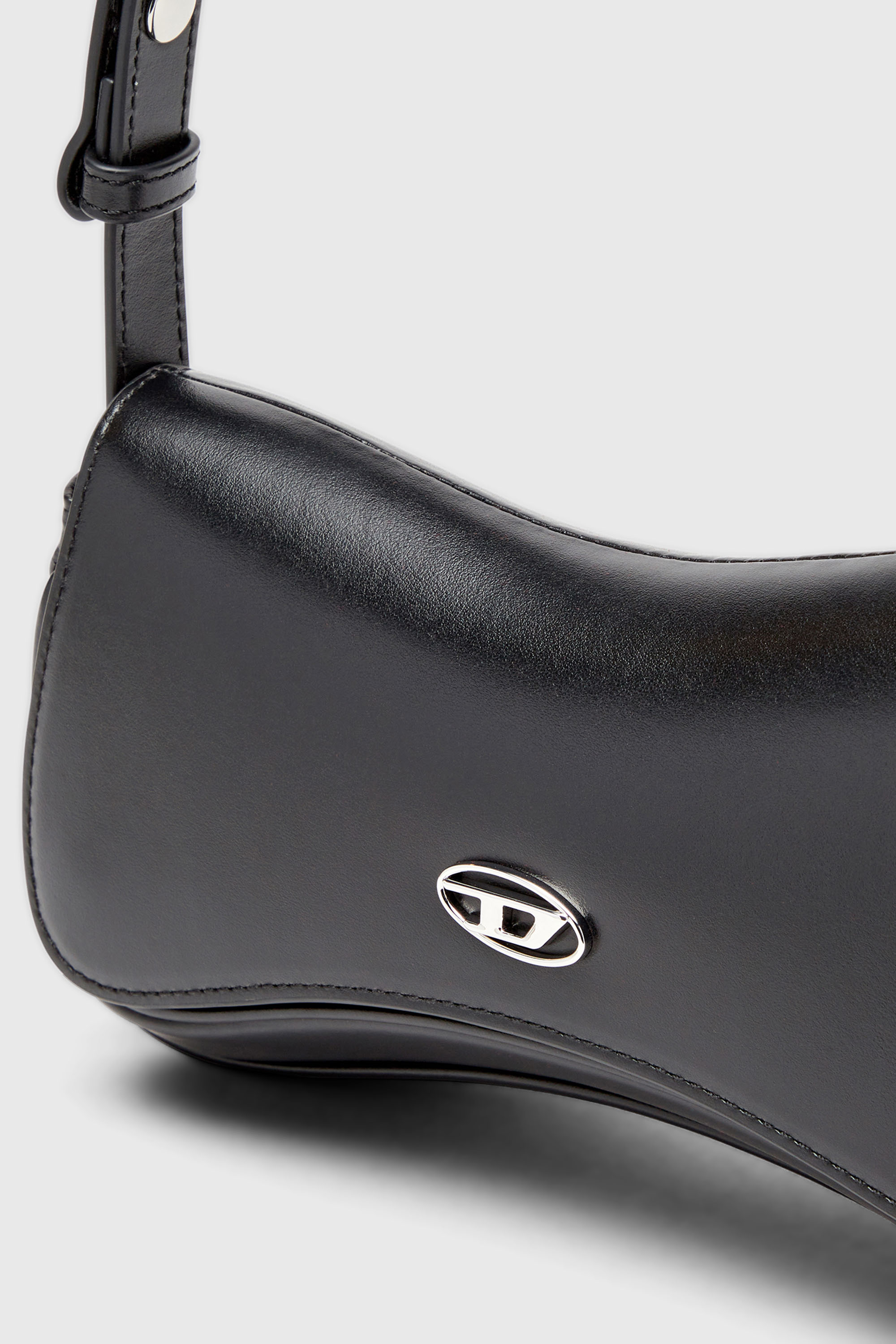 Diesel - PLAY CLUTCH, Woman's Play-Semi gloss leather shoulder bag in Black - 7