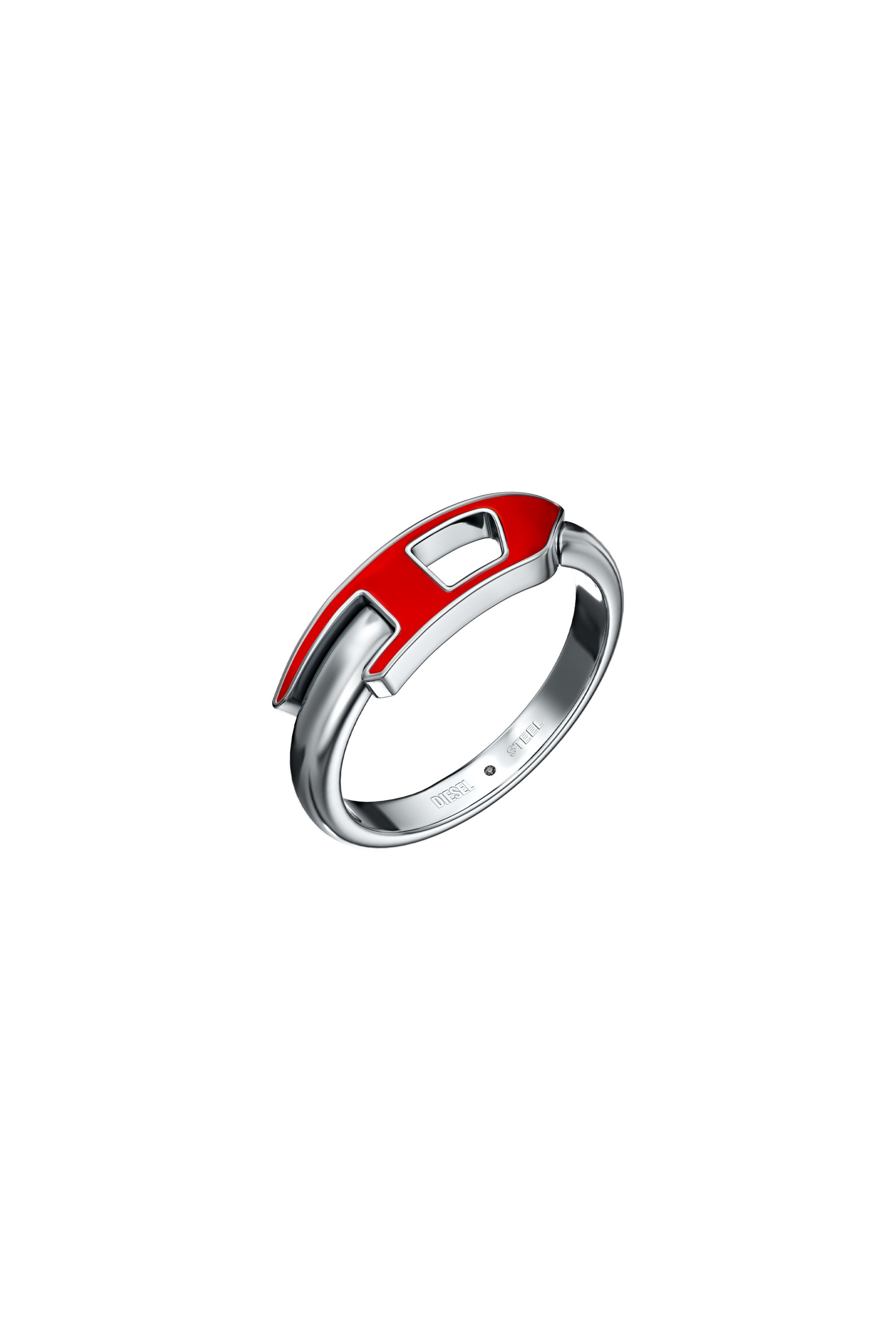 Diesel - DX1688040 JEWELLERY, Unisex's Stainless steel band ring in Silver/Red - 1