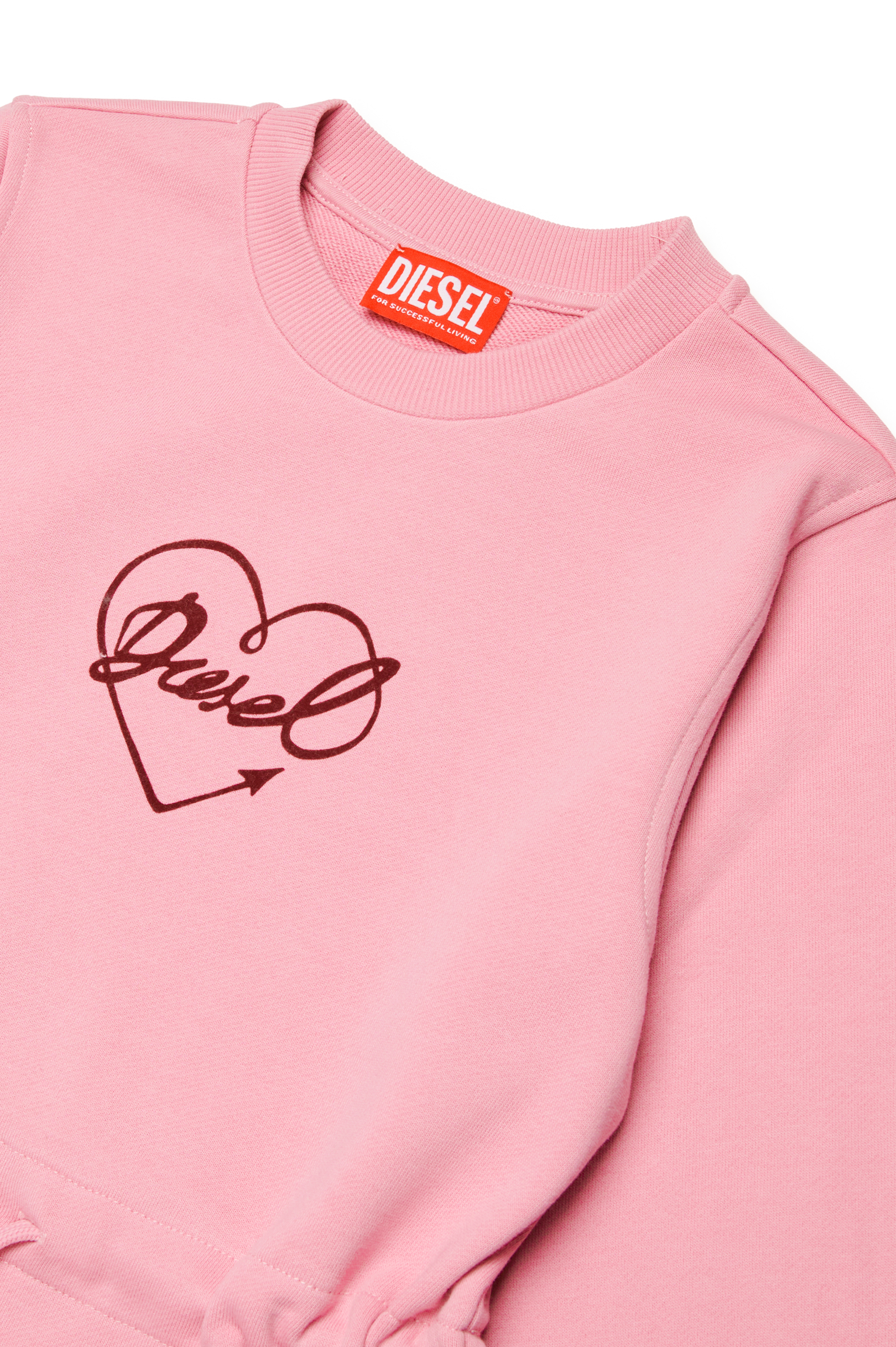 Diesel - DISSY, Woman's Sweatshirt dress with flocked logo heart in Pink - 3