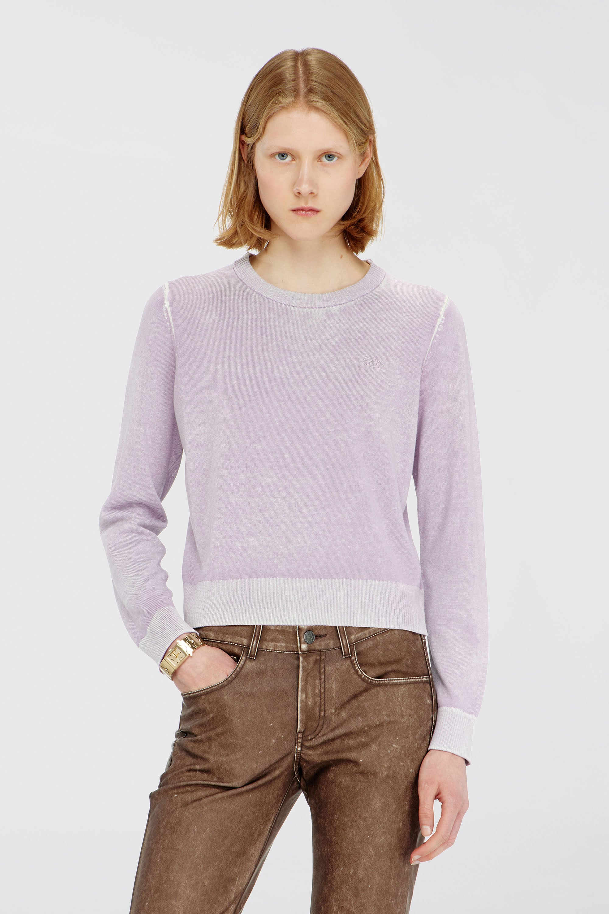 Diesel - M-LOVRE, Woman's Jumper with faded reverse print in Lilac - 1