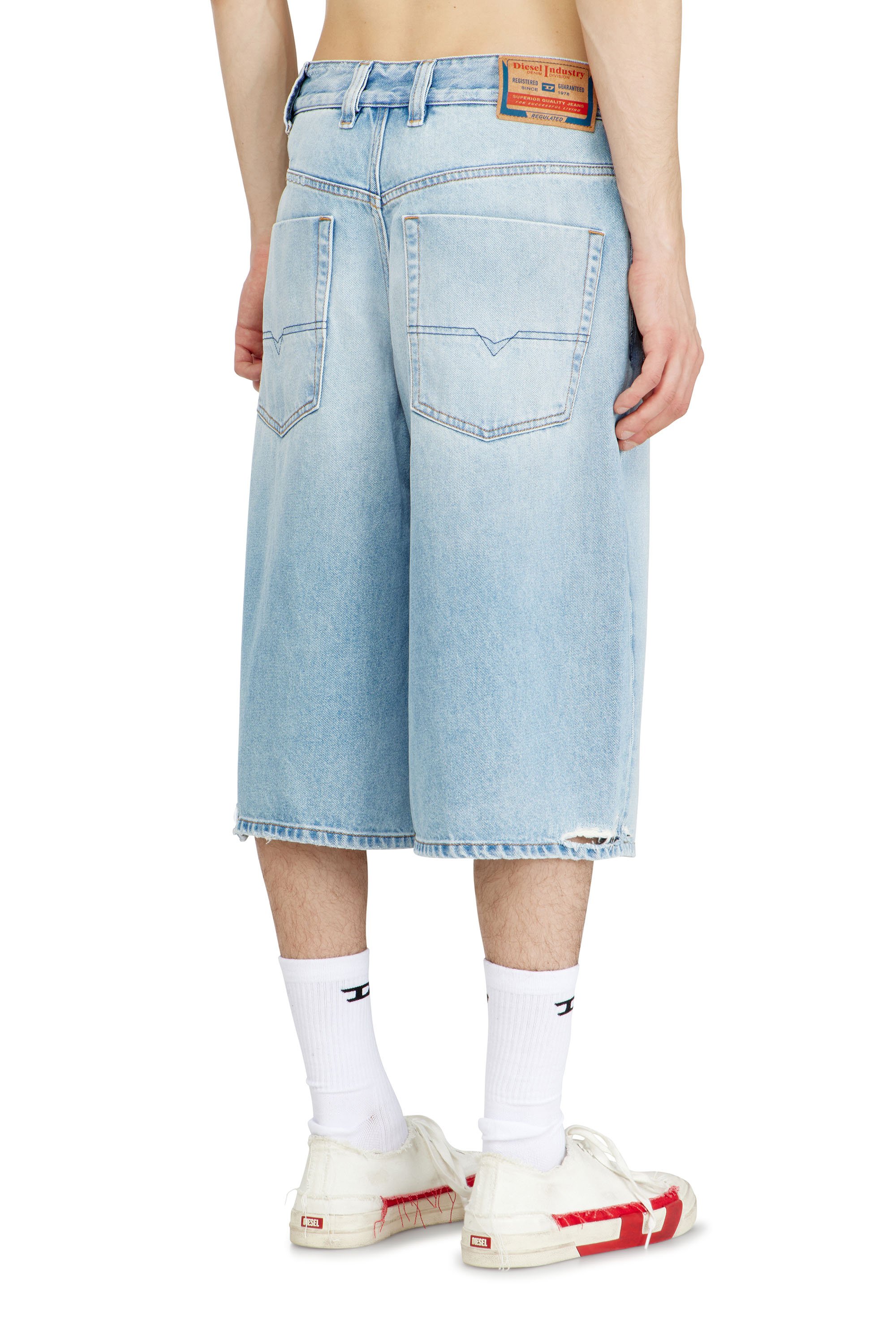 Diesel - D-ENIM-M-SHORT, Unisex's Shorts in destroyed denim in Light Blue - 4