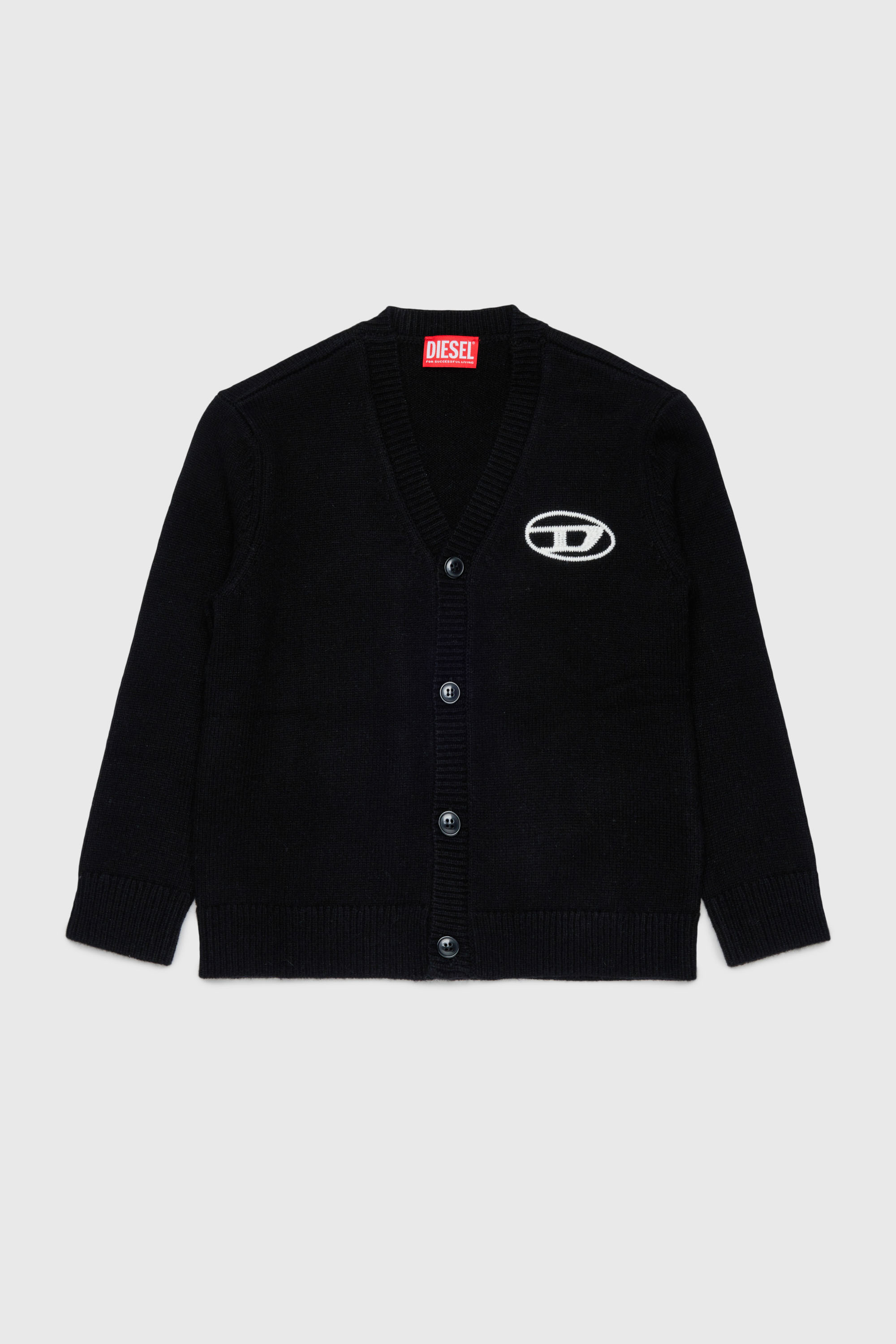 Diesel - KLABO CARDIGAN OVER, Man's Cashmere-enriched cardigan with Oval D logo in Black - 1