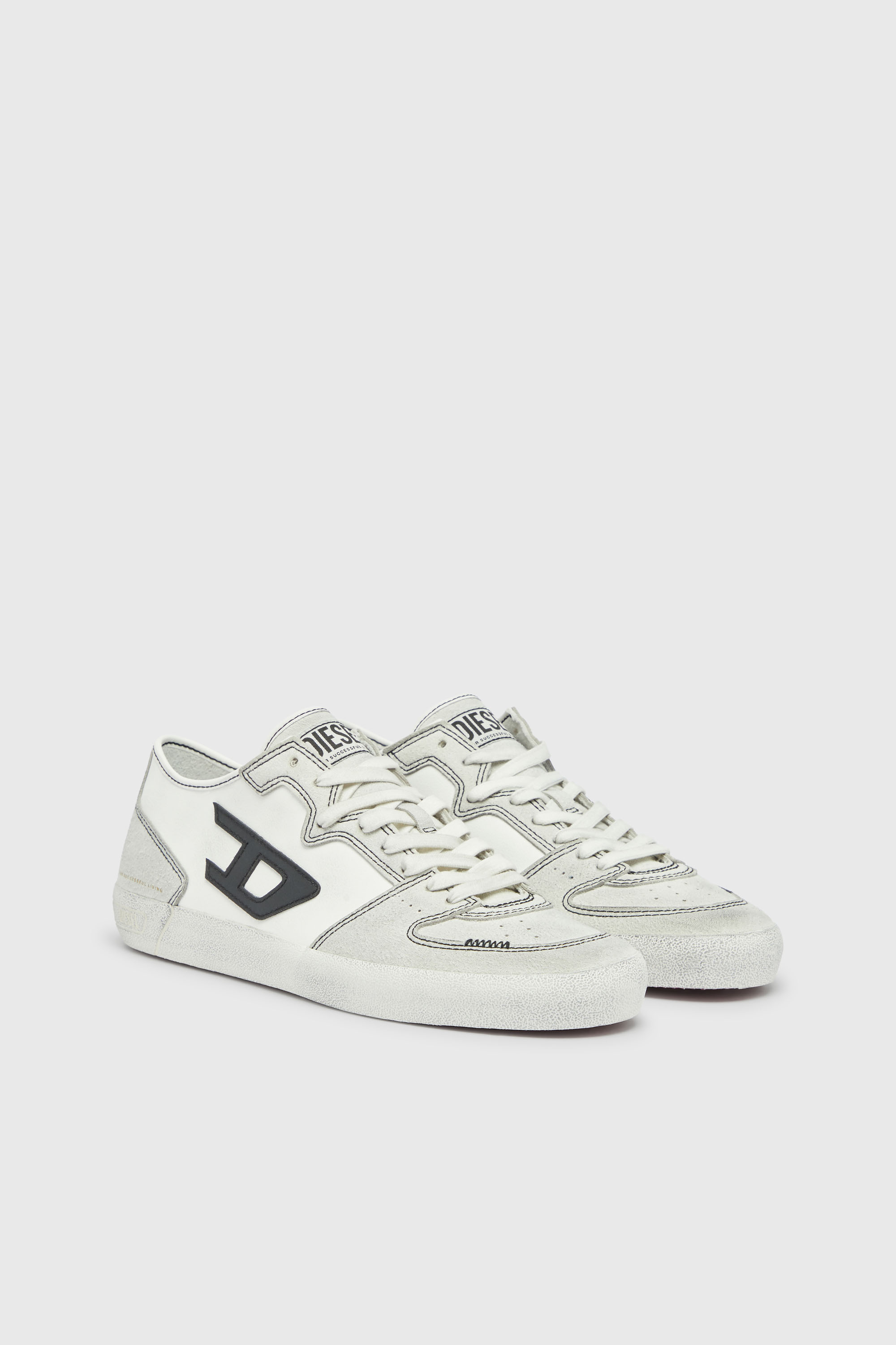 Diesel - S-LEROJI D-2 LOW, Man's S-Leroji-Panelled sneakers with D logo in White - 2