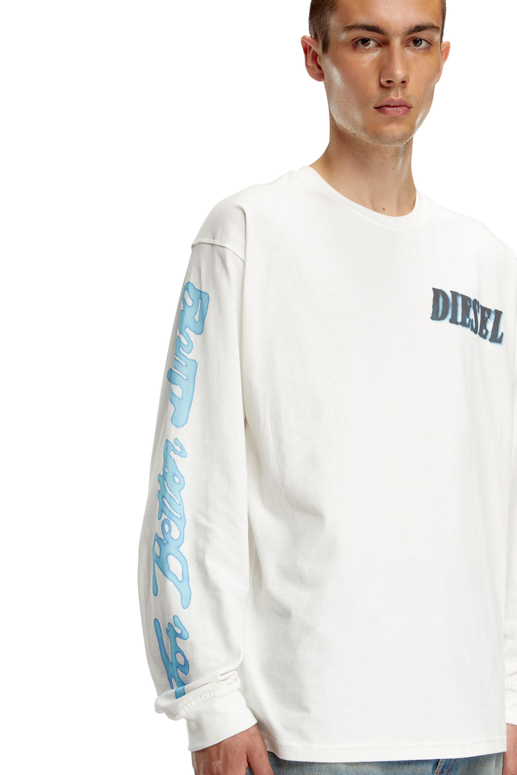 Diesel - T-BOXT-LS-Q15, Man's Long-sleeve T-shirt with logo prints in White - 5