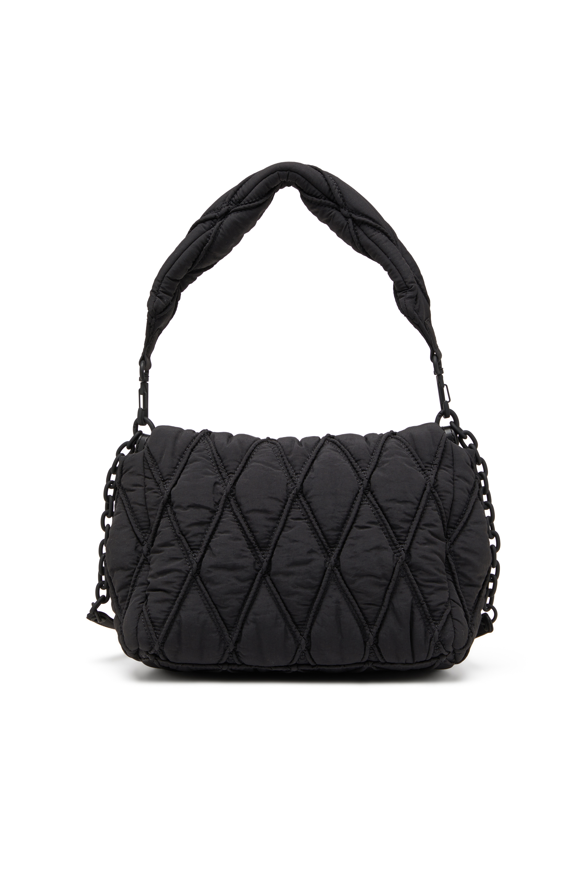 Diesel - CHARM-D SHOULDER M, Woman's Shoulder bag in quilted nylon in Black - 3