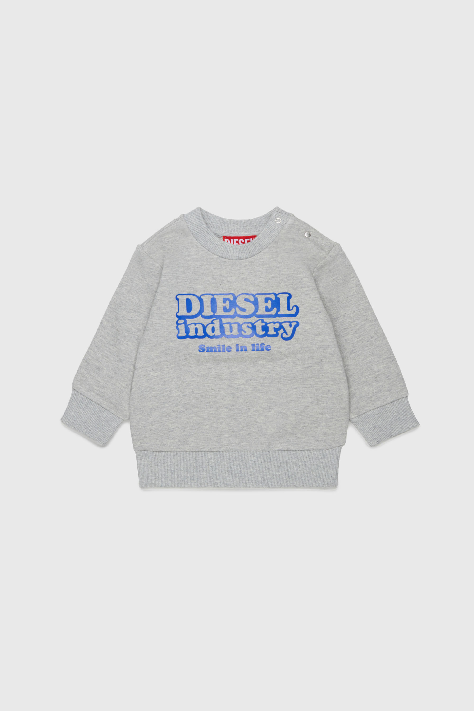 Diesel - SLODIMB, Man's Cotton sweatshirt with Diesel Industry print in Grey - 1