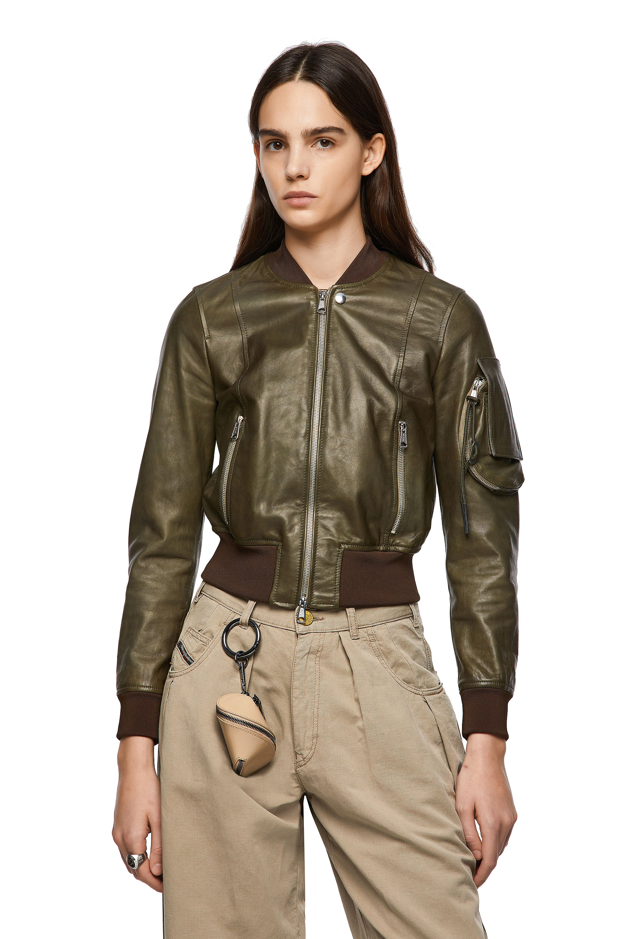 L-ELIA, Olive Green - Leather jackets