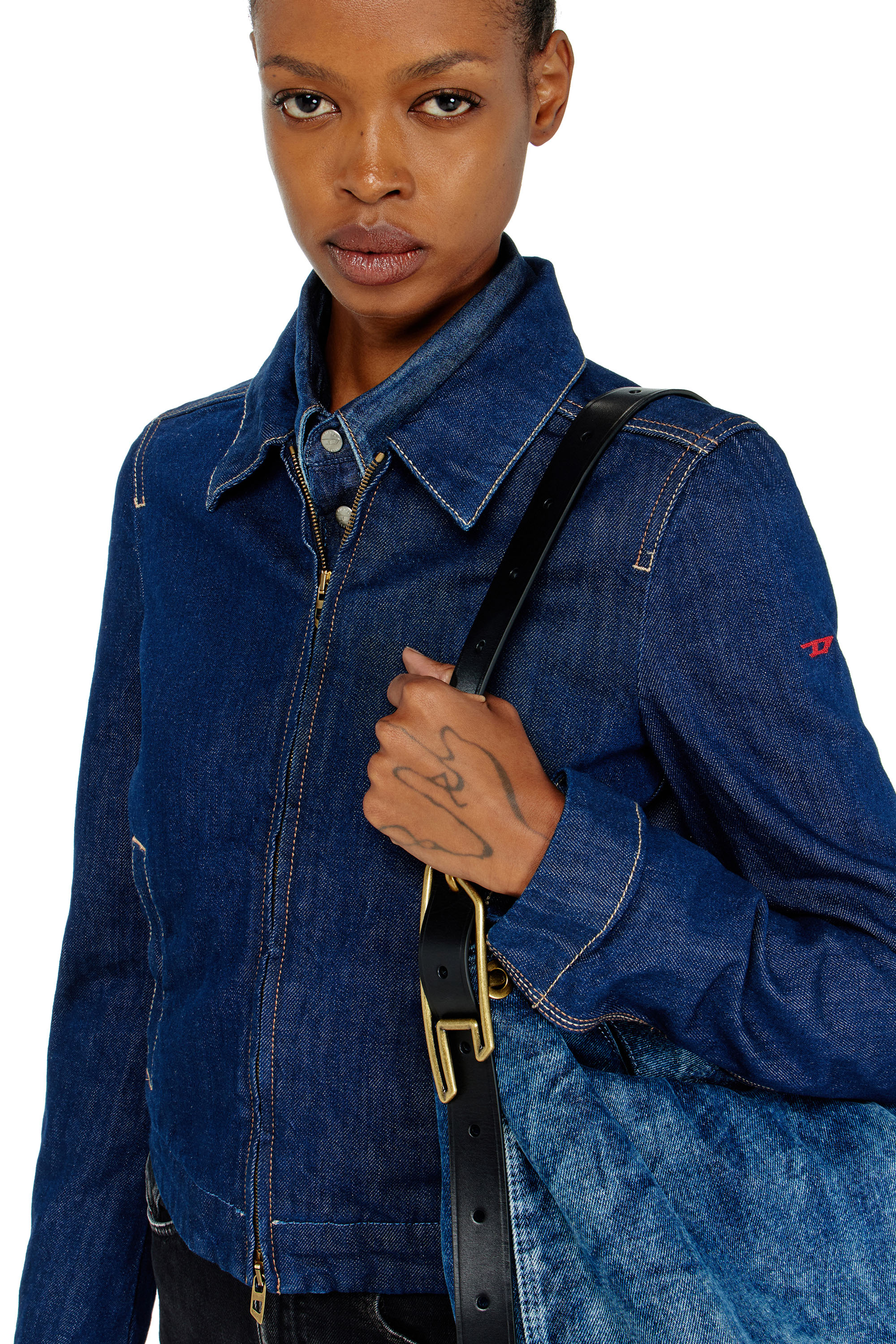 Diesel - DE-CORB, Woman's Coach jacket in rinse denim in Dark Blue - 4