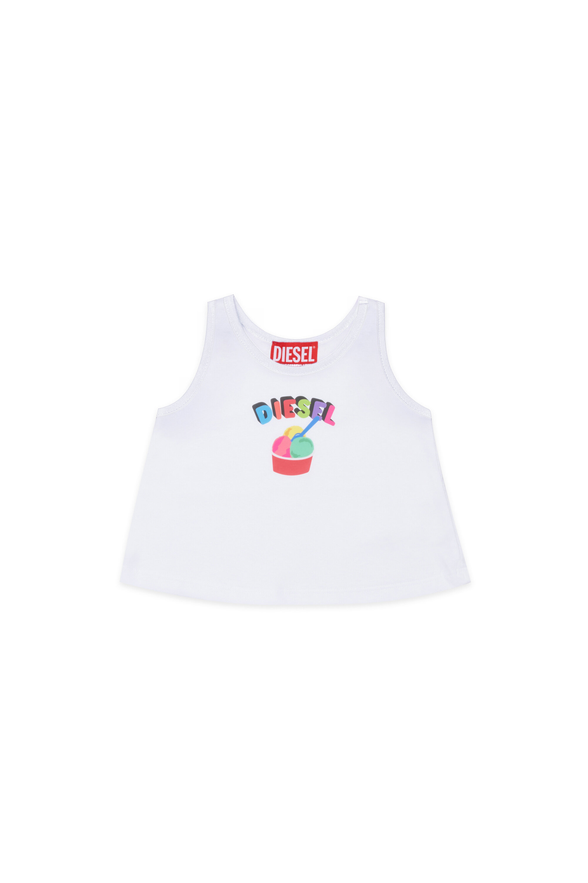 Diesel - MTICEB, Woman's Cotton tank top with ice cream print in White - 1