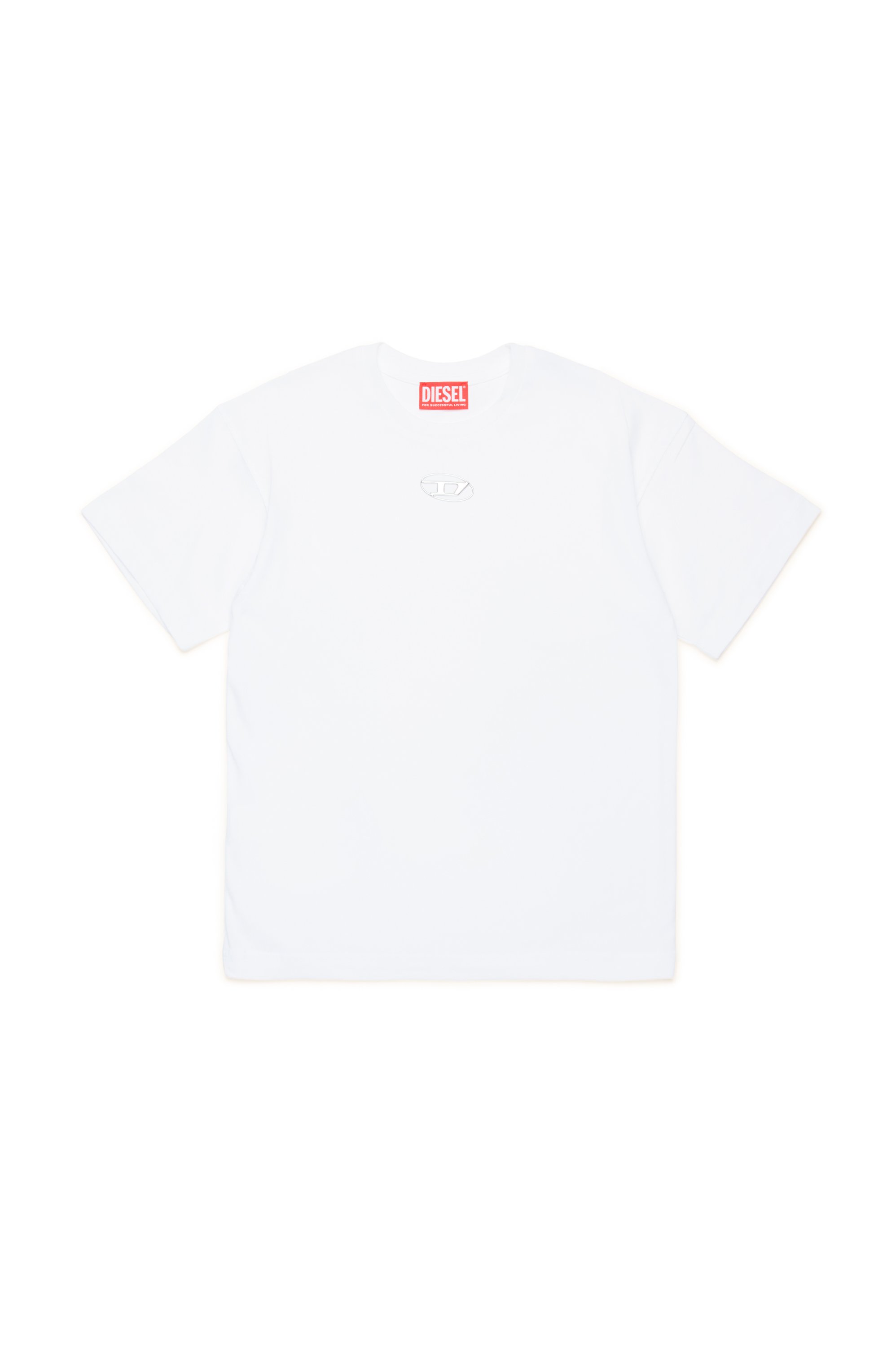 Diesel - TMARCUS OVER, Man T-shirt with metallic Oval D in White - Image 1