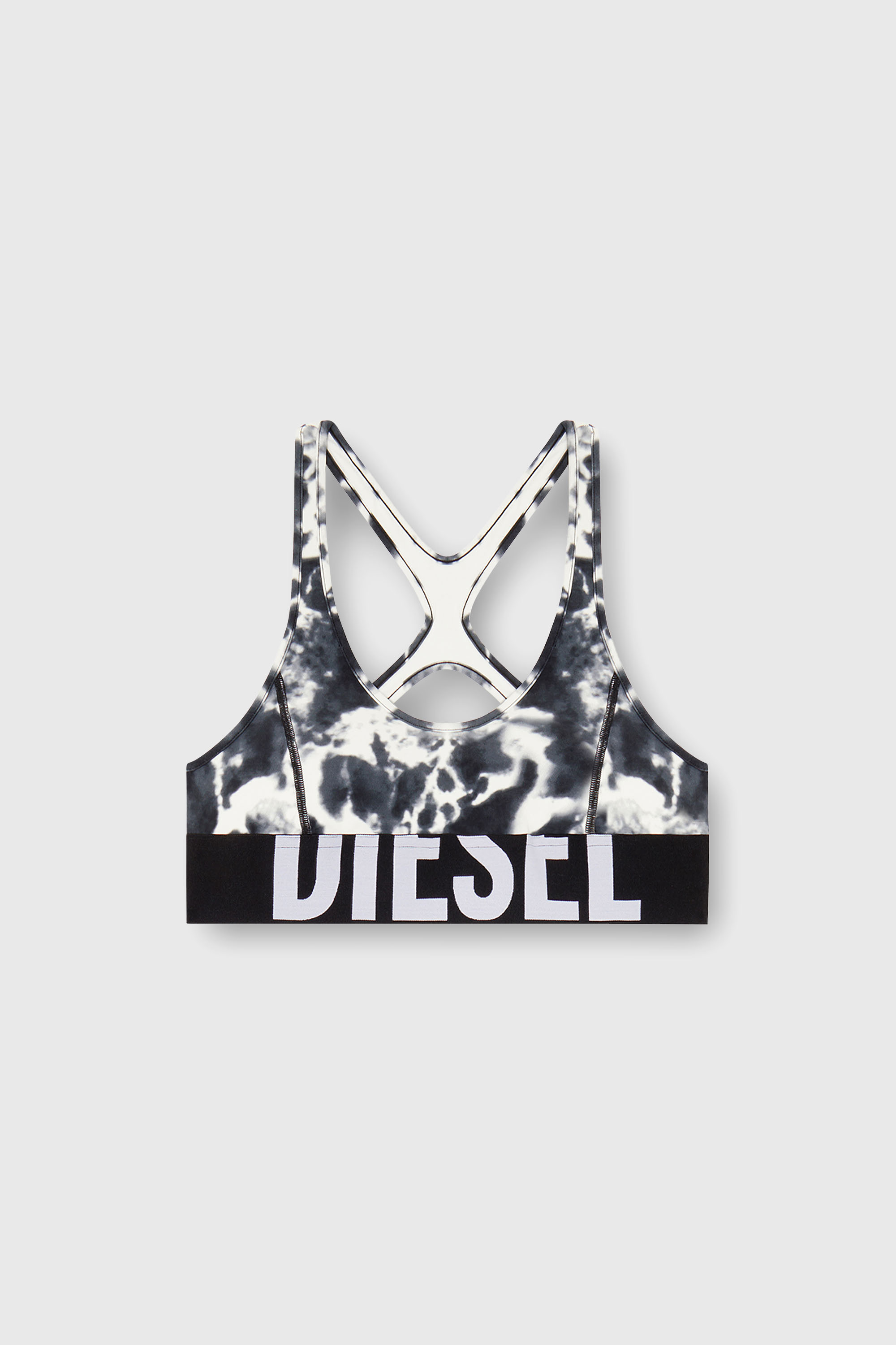 Diesel - ALLISON-D-POP, Woman's Sports bra in printed microfibre in White/Black - 1