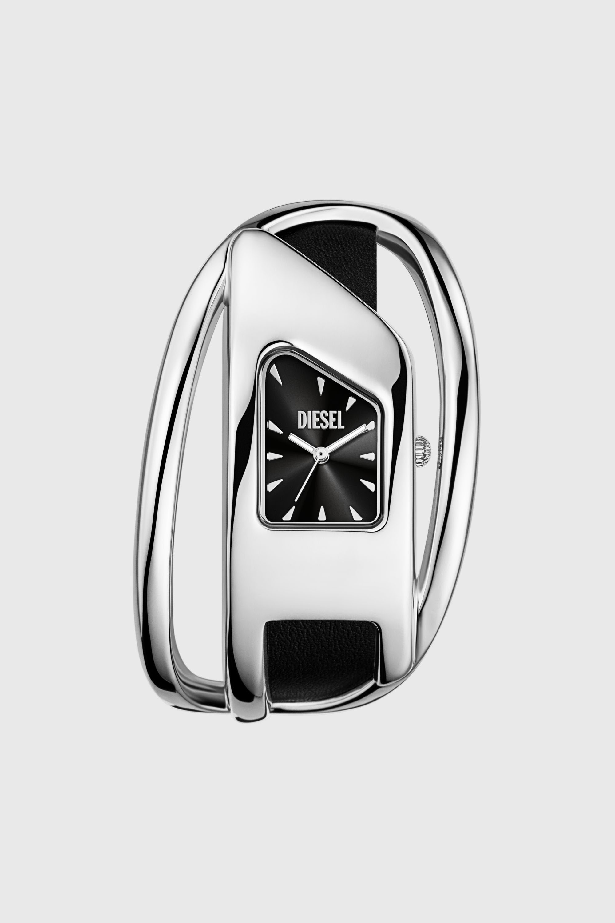 Wrap-D black leather watch