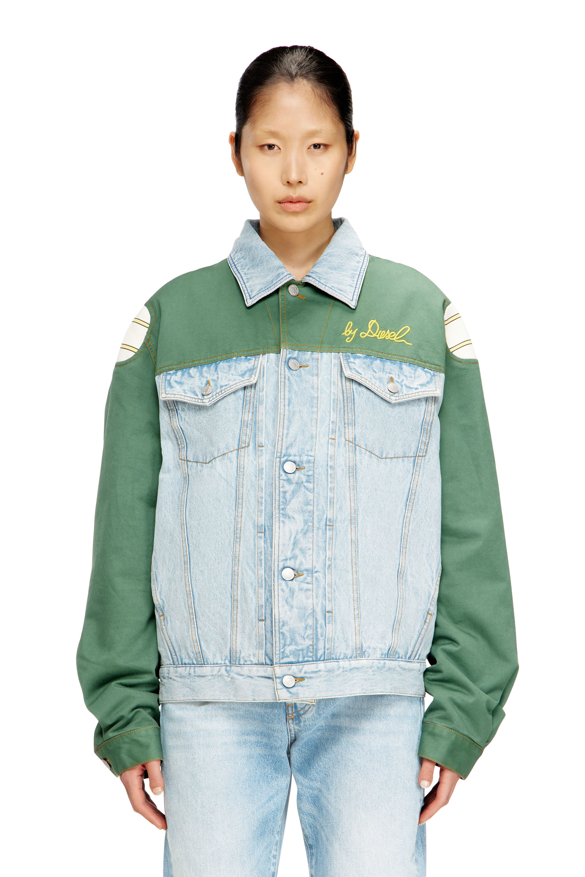 Diesel - J-GIANT-20TH, Unisex's Denim jacket with cotton insert in Green/Blue - 2
