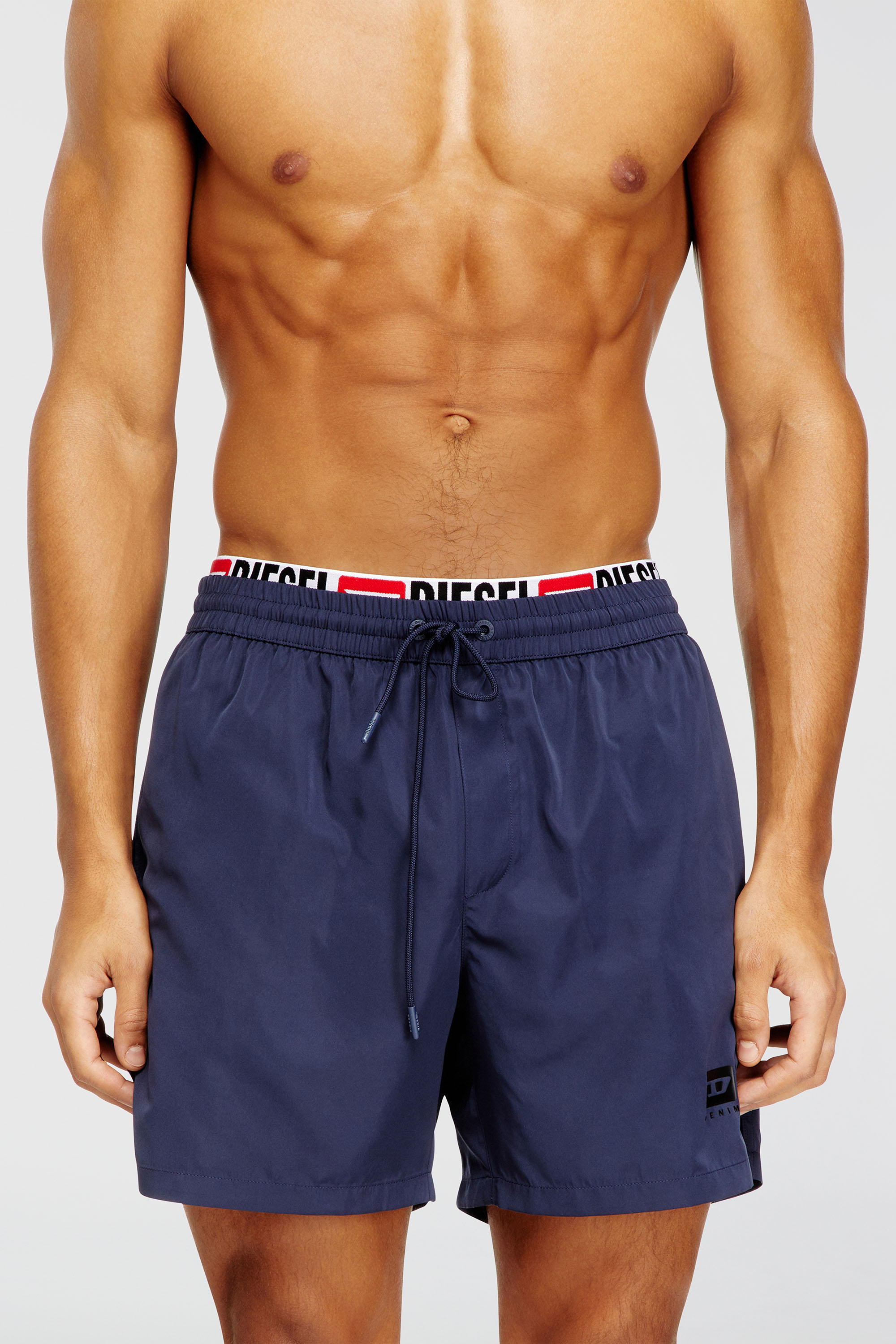 Diesel - VISPER-41-D-CORE, Man's Mid-length swim shorts with logo print in Dark Blue - 1