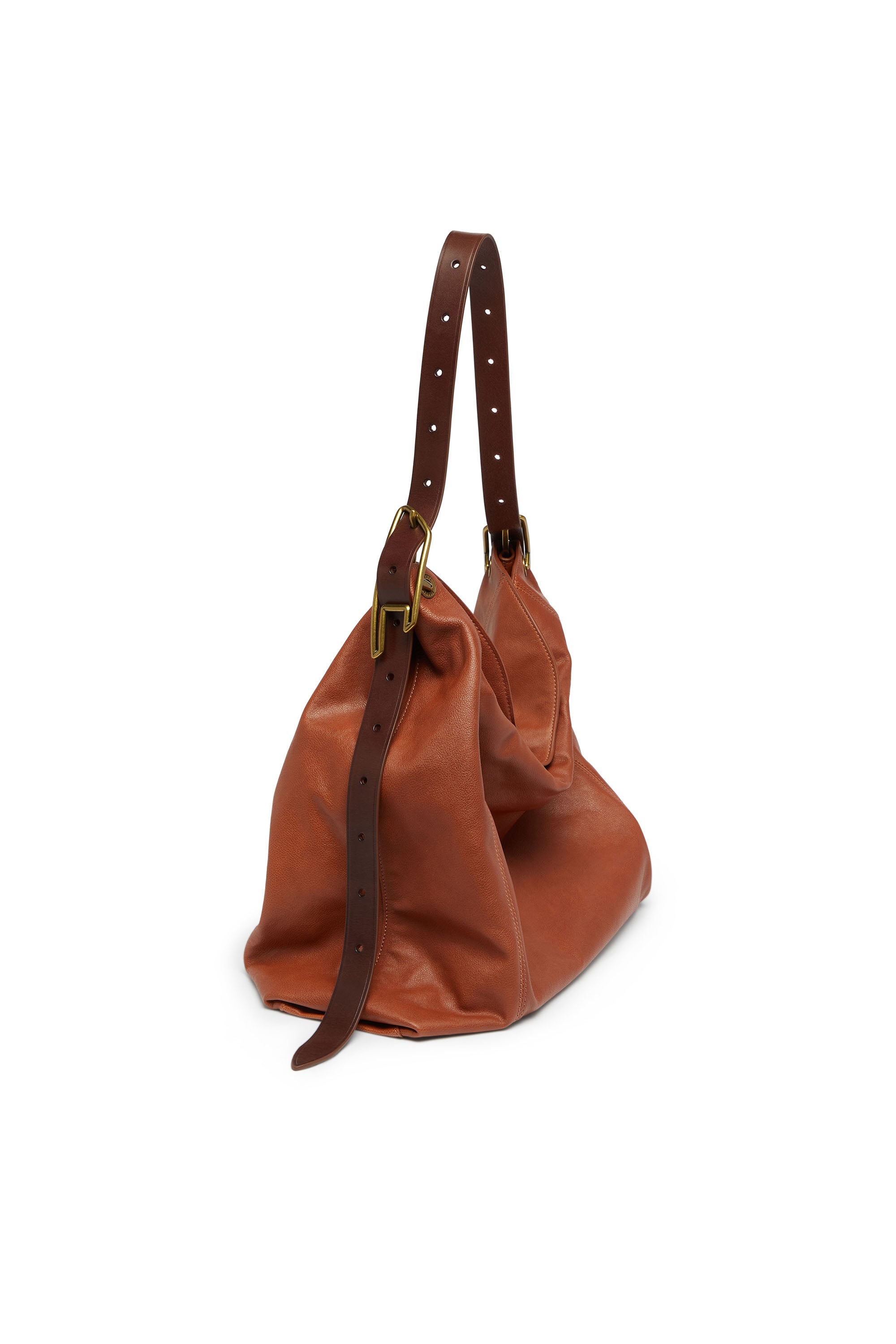 Diesel - D-LINE HOBO L, Woman's D-Line-Hobo bag in shiny leather in Brown - 2