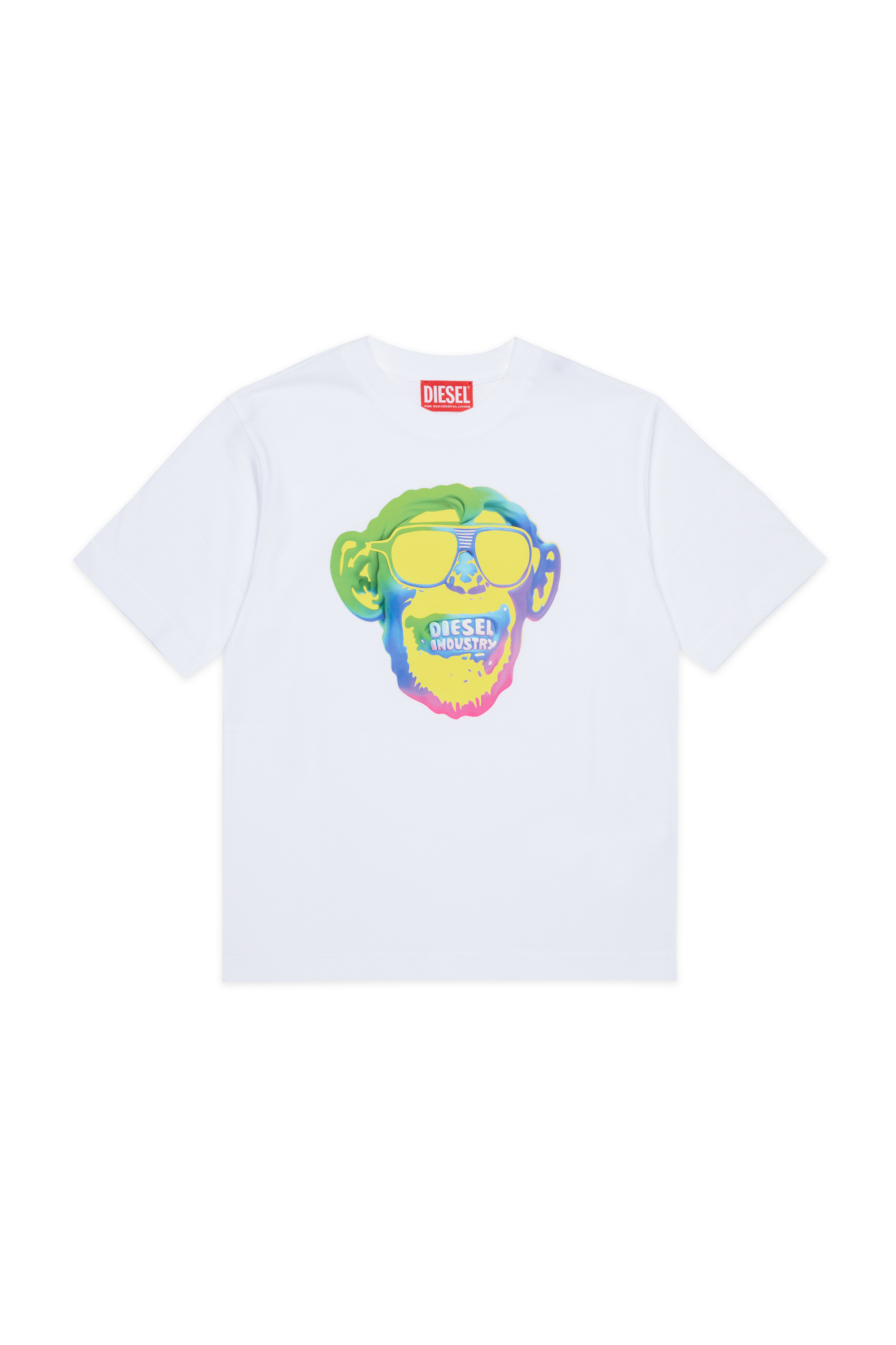 Diesel - TMONKEY OVER, Man's T-shirt with monkey print in White - 1