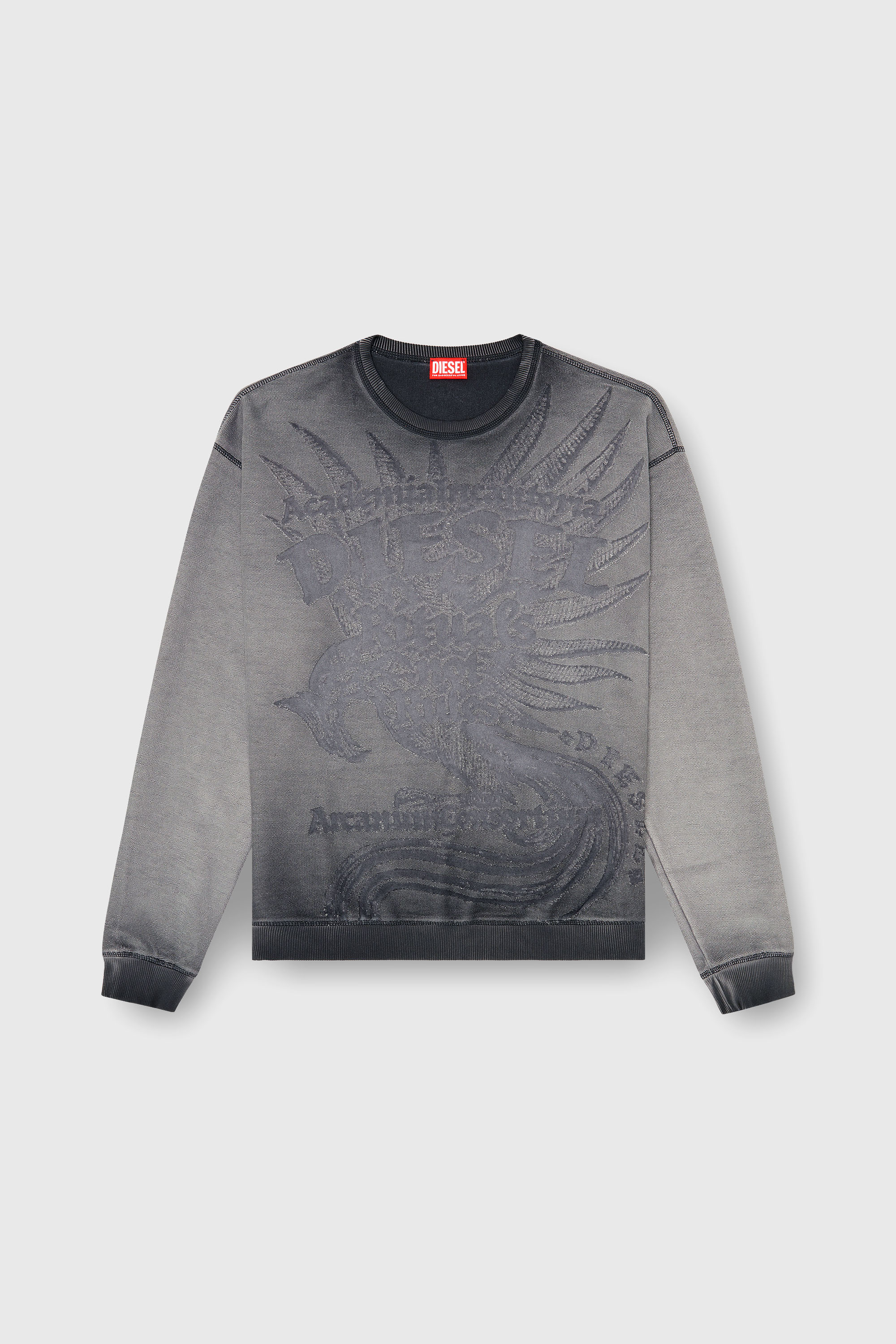 Diesel - S-ARON-RAW, Man's Sweatshirt with d&eacute;vor&eacute; print in Dark grey - 2