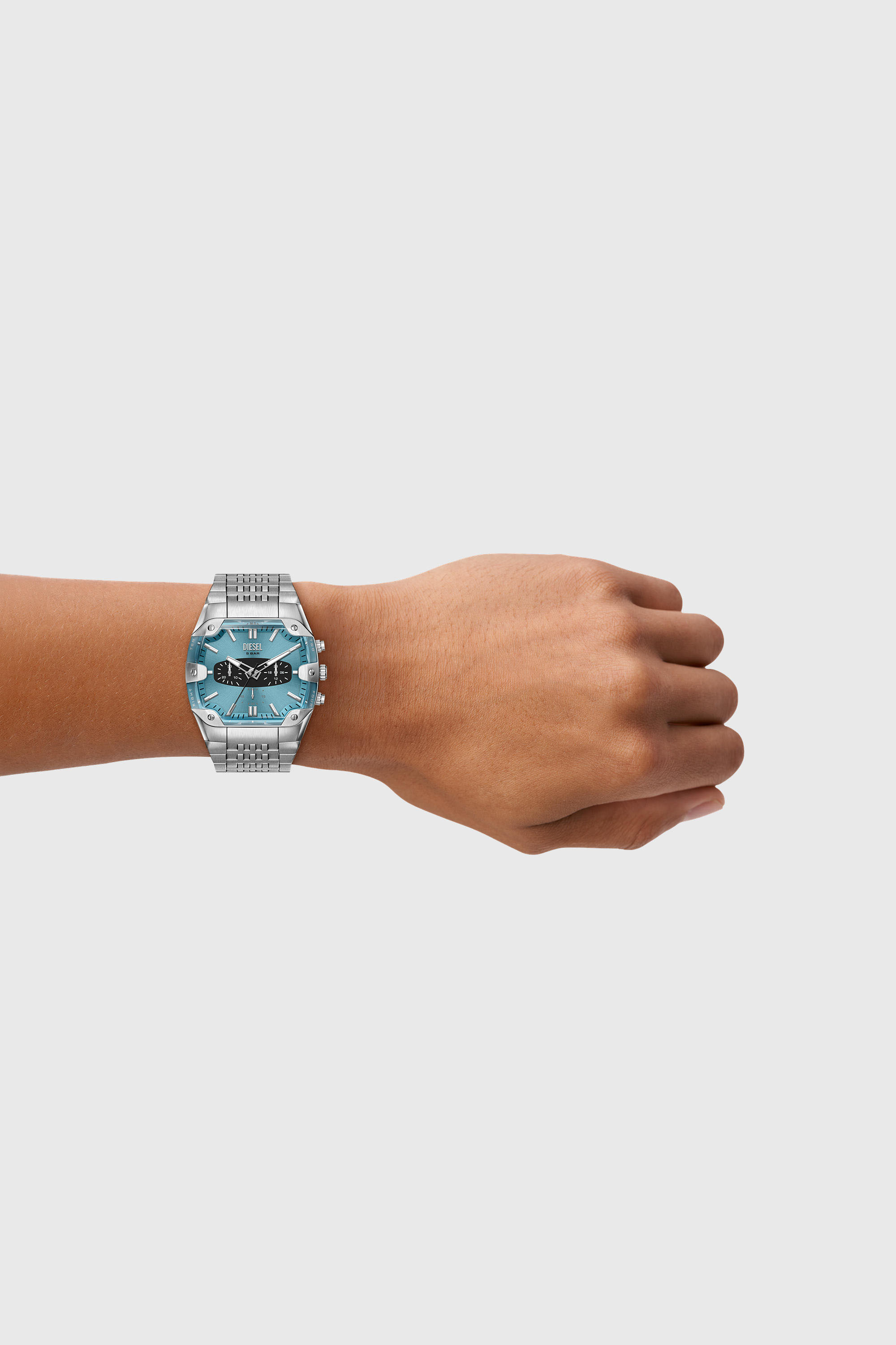 Diesel - DZ4725 WATCH, Man's Spiked cushion stainless steel watch in Silver - 5