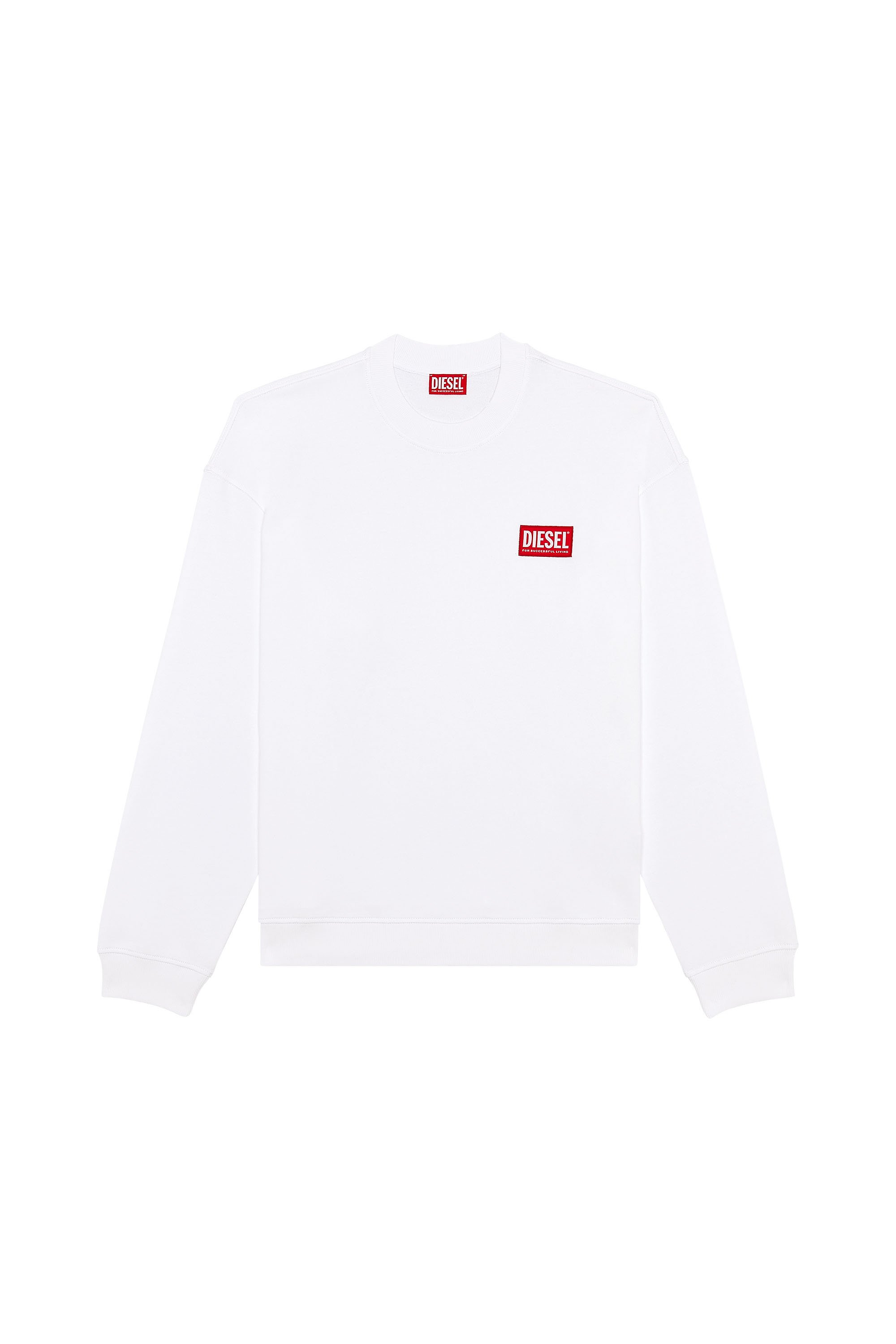 Diesel - S-NLABEL-L1, Man Oversized sweatshirt with logo patch in White - Image 3