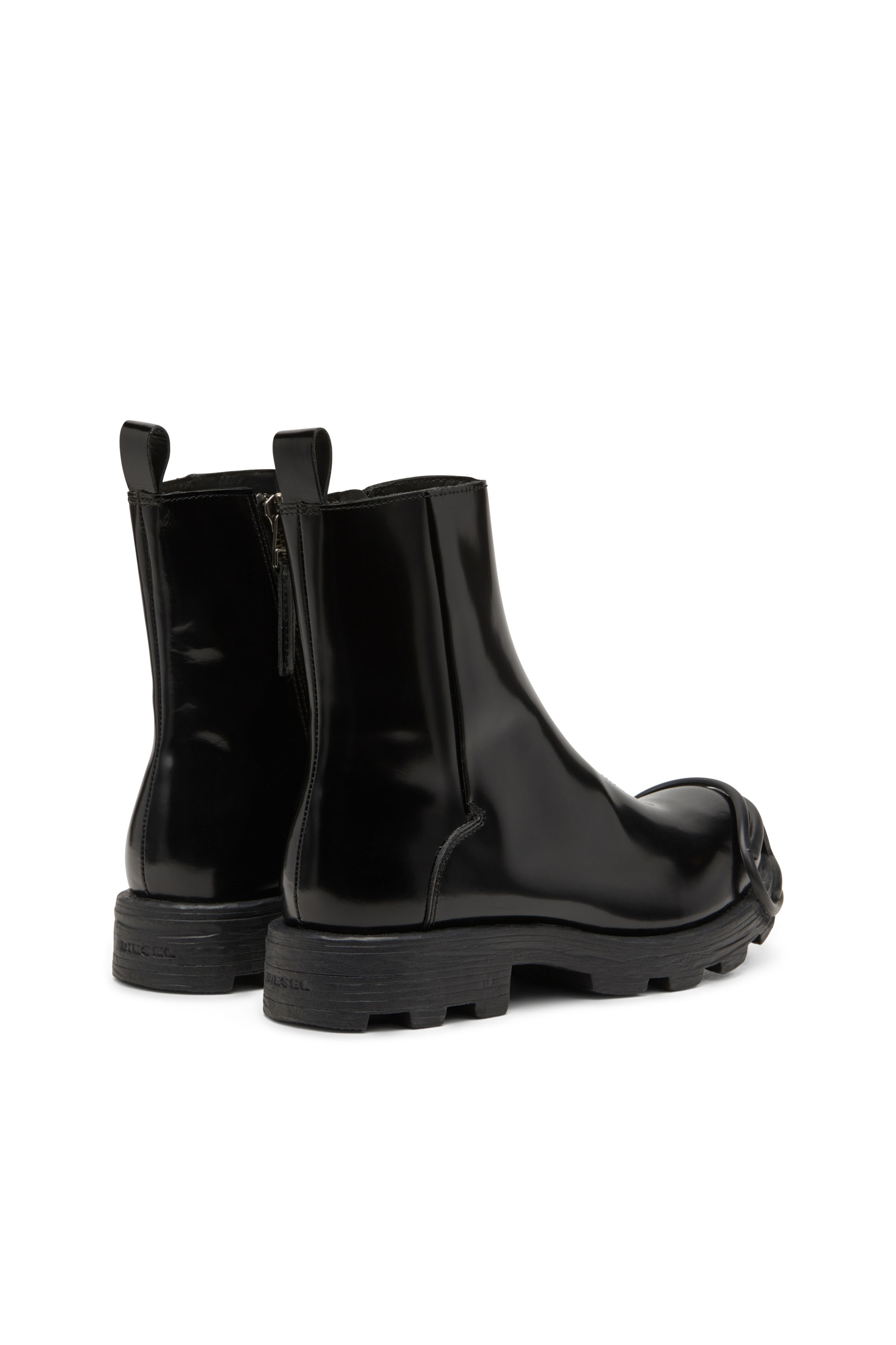 Diesel - D-HAMMER BT ZIP D, Man's D-Hammer-Leather Chelsea boots with Oval D toe caps in Black - 3