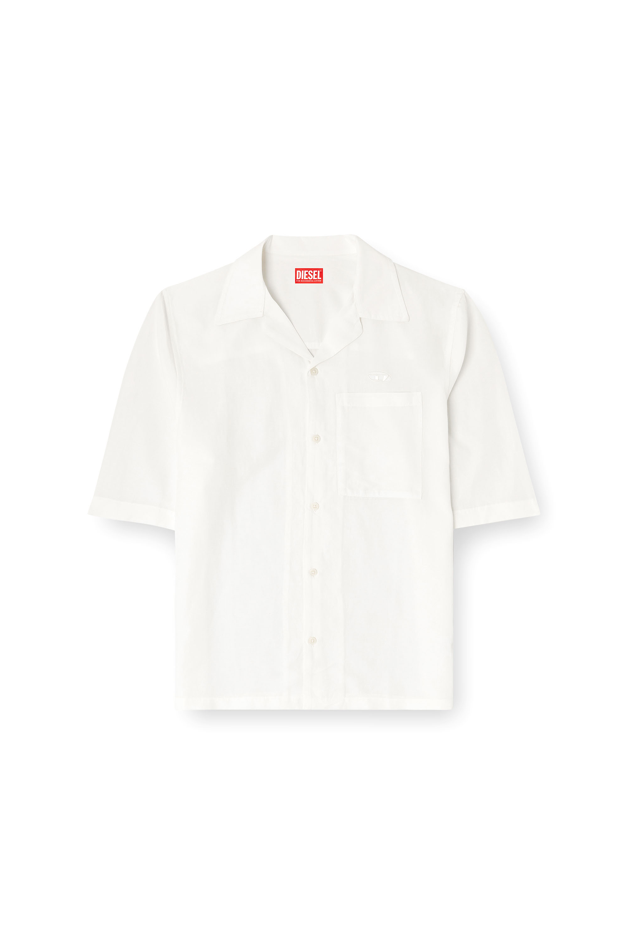 Diesel - S-BRACK-PGBS, Man's Linen-blend shirt with short sleeves in White - 2