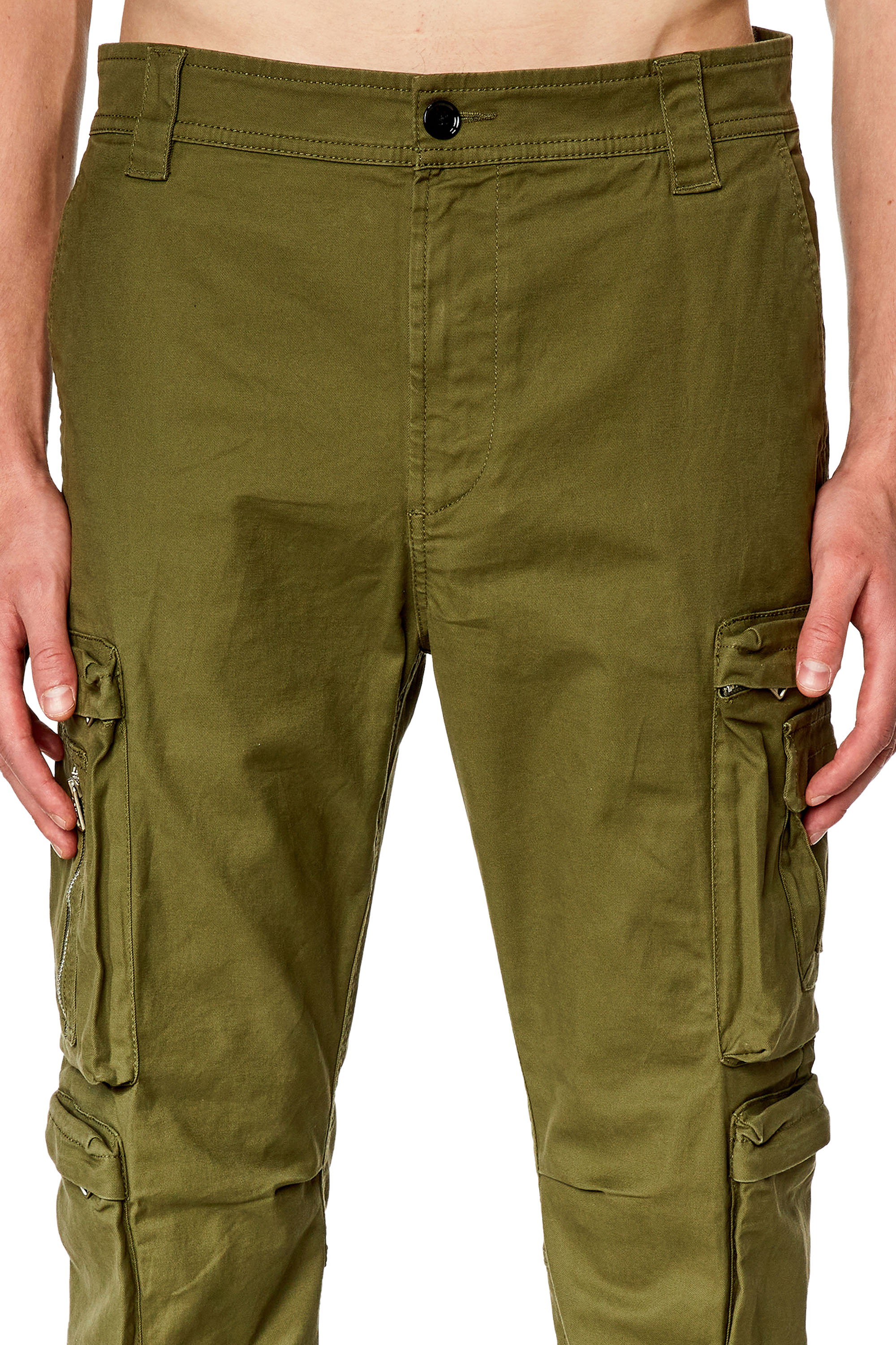 Diesel - P-ARLEM, Man's Cargo pants with zip pocket in Military Green - 5