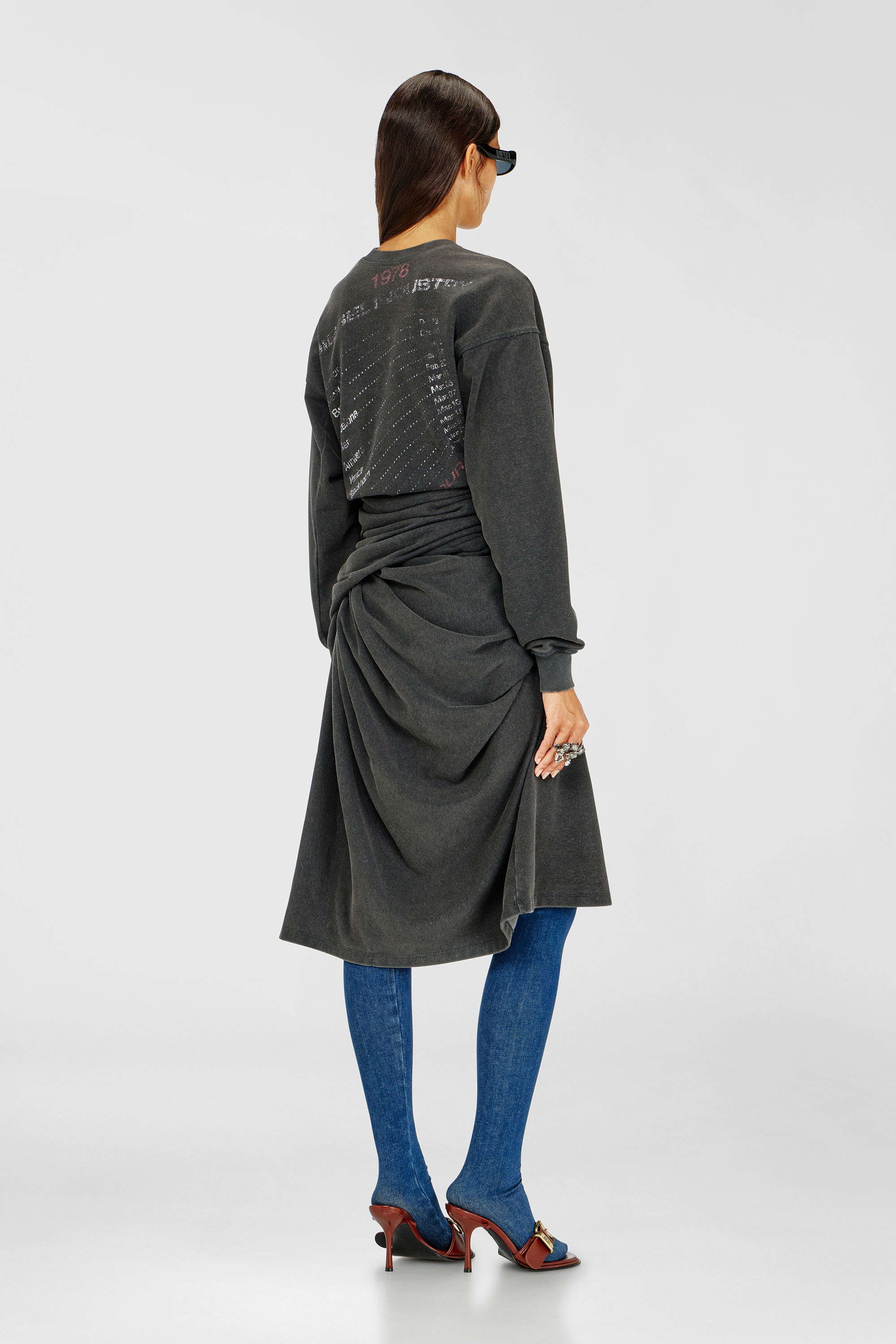 Diesel - D-NENCY, Woman's Sweatshirt dress with concert graphics in Black - 4