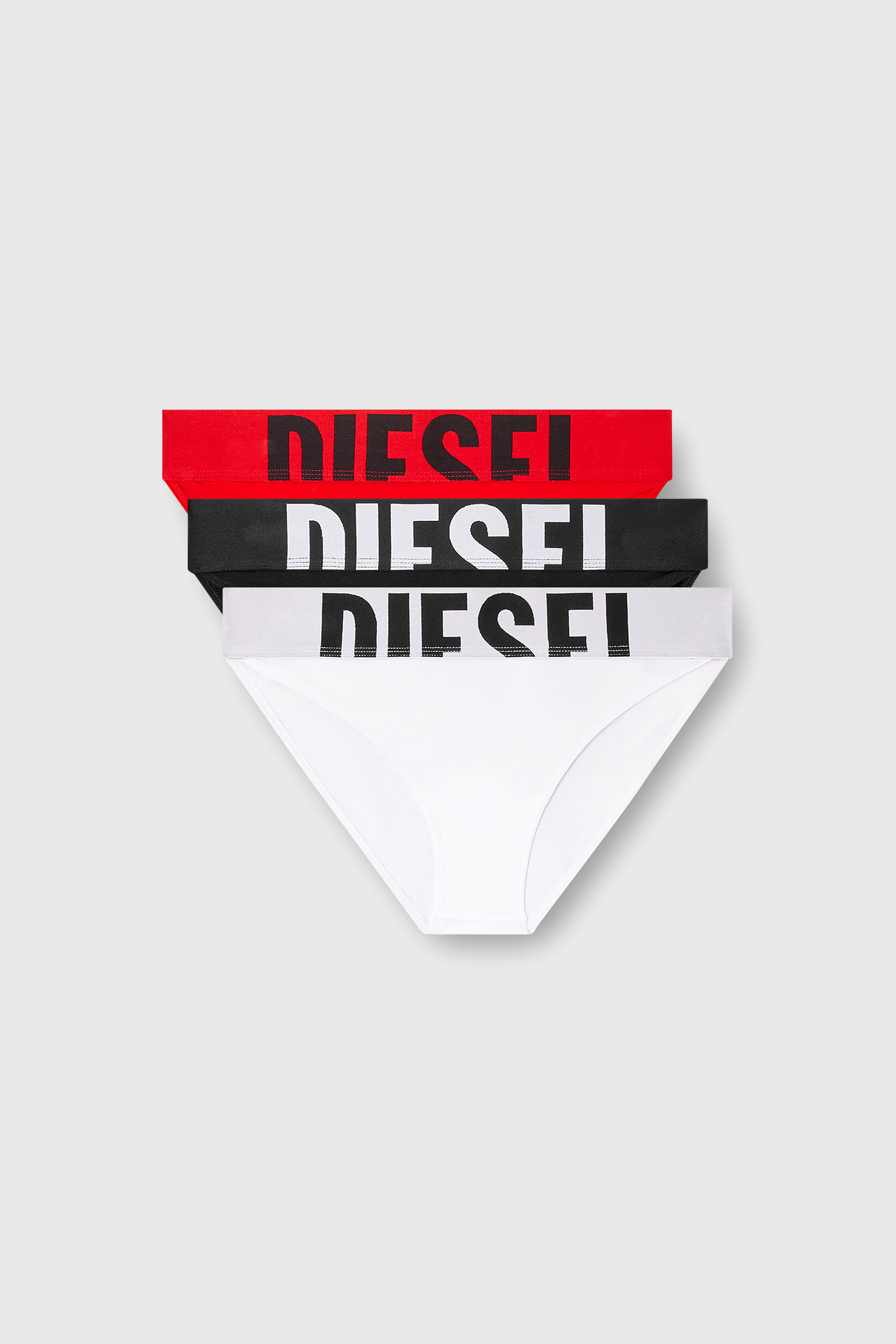 Diesel - LOLA-D-POP-3PACK, Woman's Three-pack briefs with cut-off logo in White/Red - 1