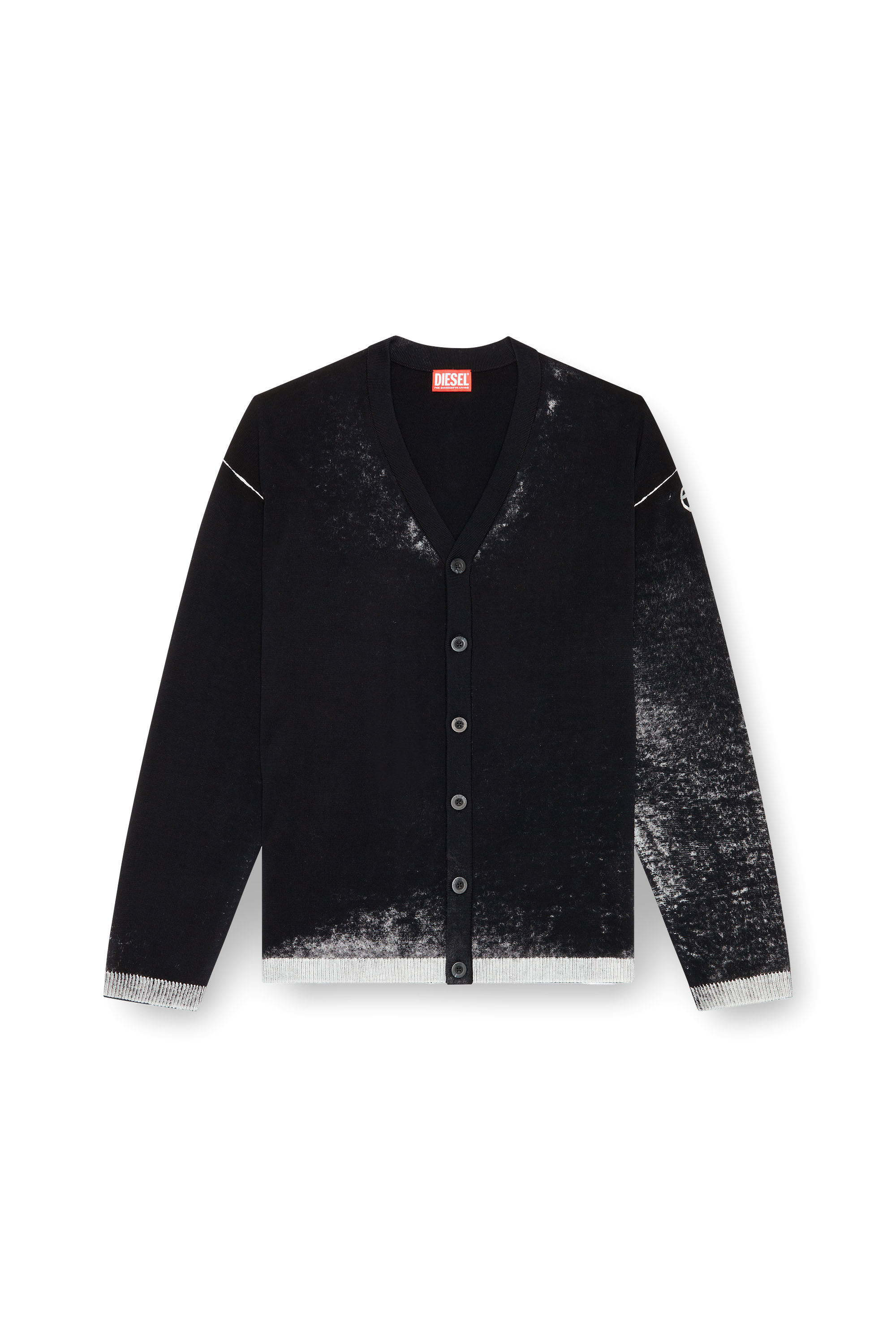 Diesel - K-LARENCE-CARDIGAN-B, Man's Reverse-print cotton cardigan in Black - 2