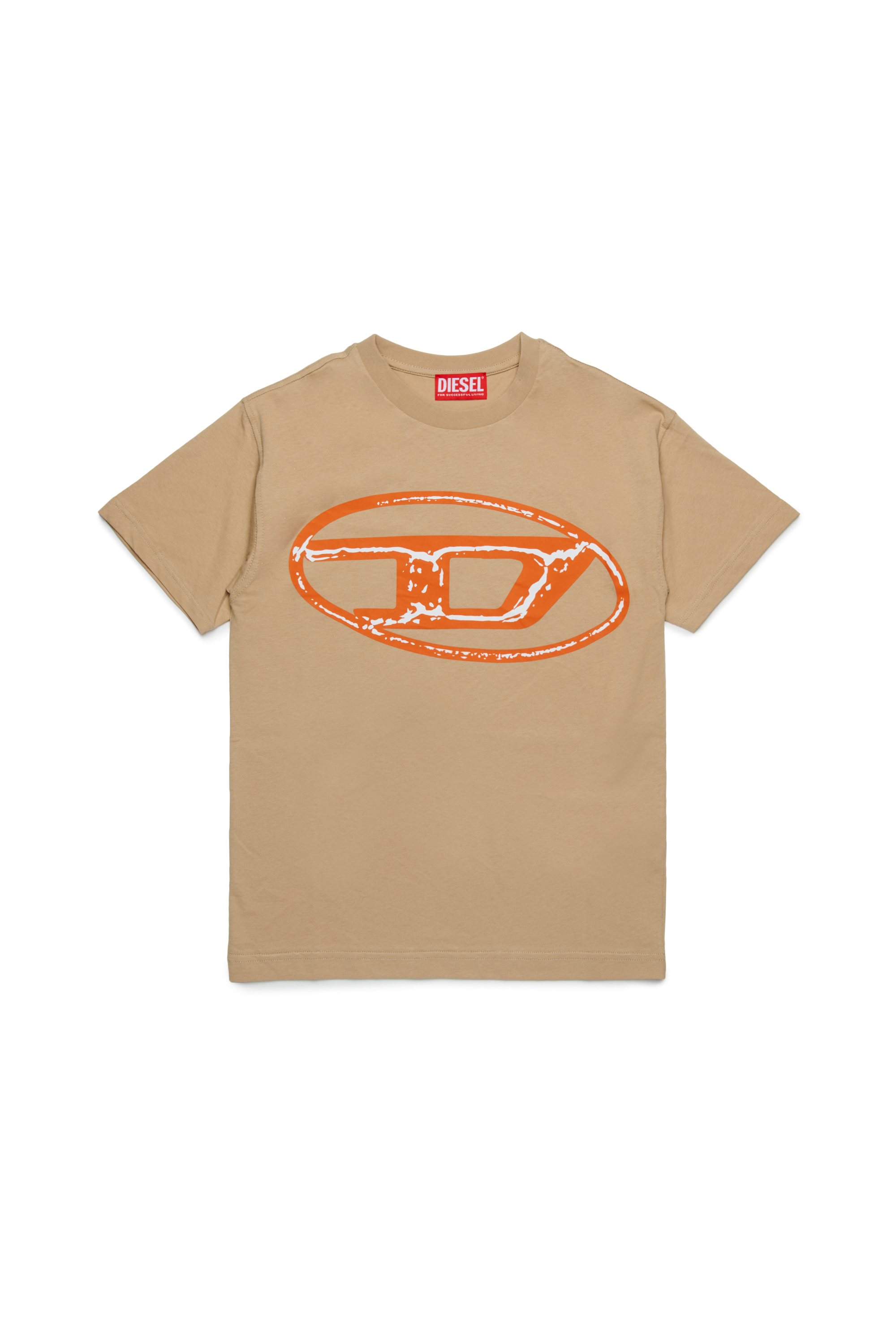Diesel - TBONNIE OVER, Man's Cotton T-shirt with logo print in Light Brown - 1