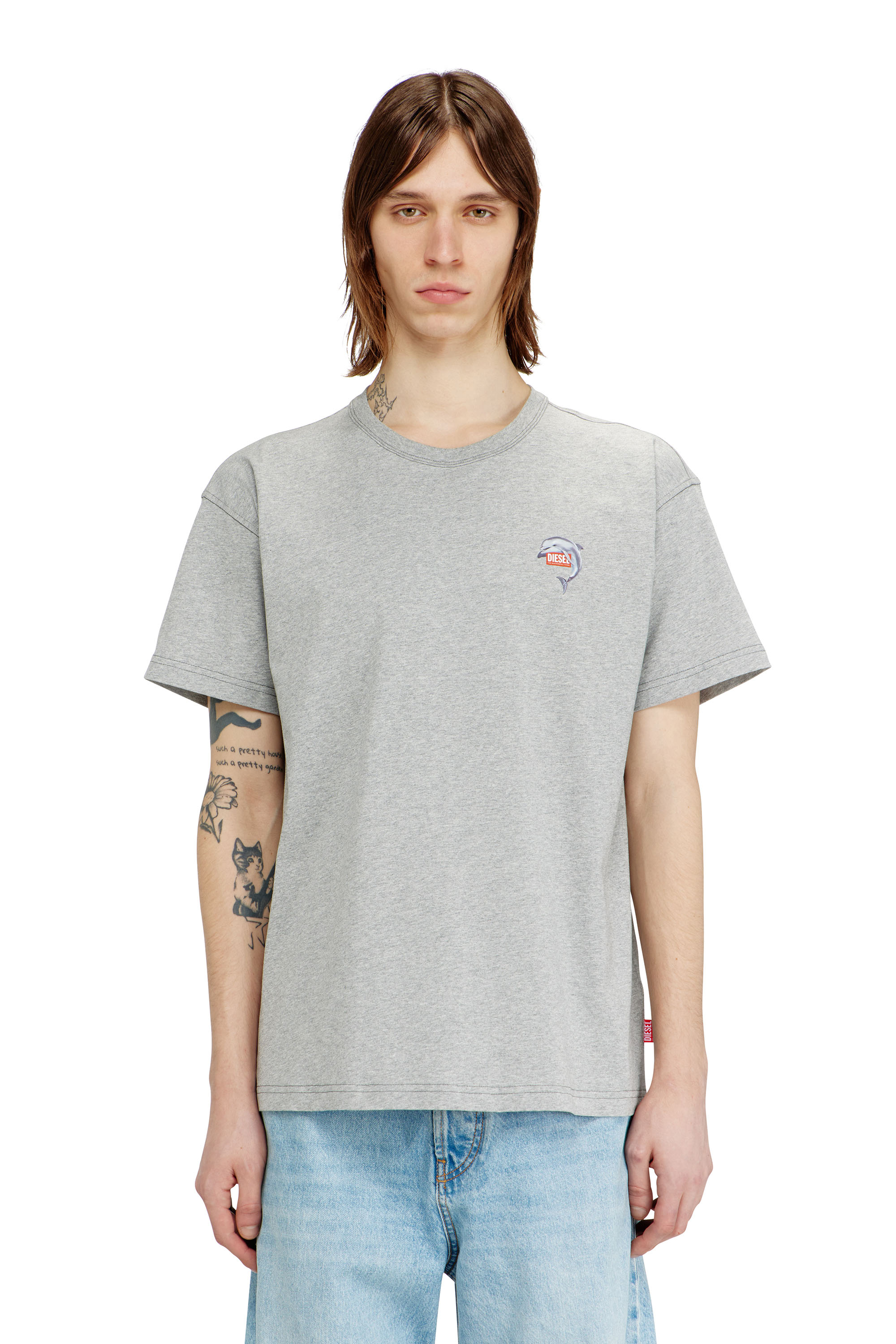 Diesel - T-NORM-DOLPHIN, Man's T-shirt with dolphin and logo print in null - 1