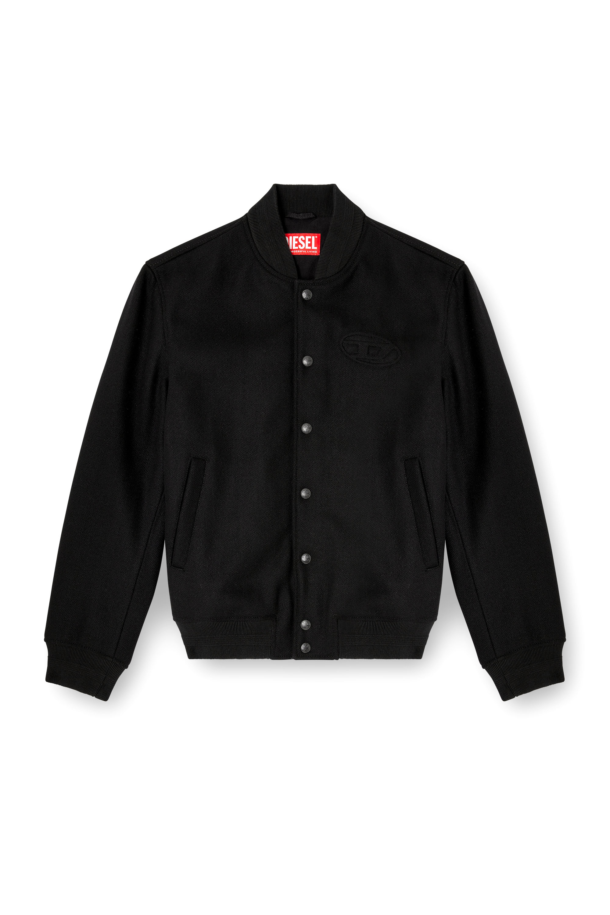 Diesel - J-ARRY, Man's Padded bomber jacket in wool blend in Black - 3
