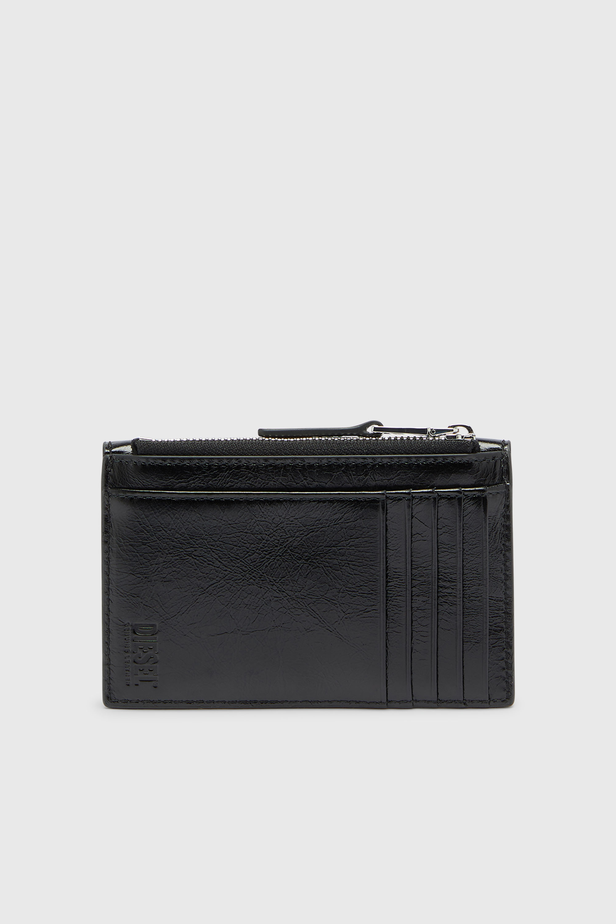 Diesel - D-ENVELOP CARD HOLDER, Woman's Envelope-style card holder in shiny wrinkled leather in Black - 2