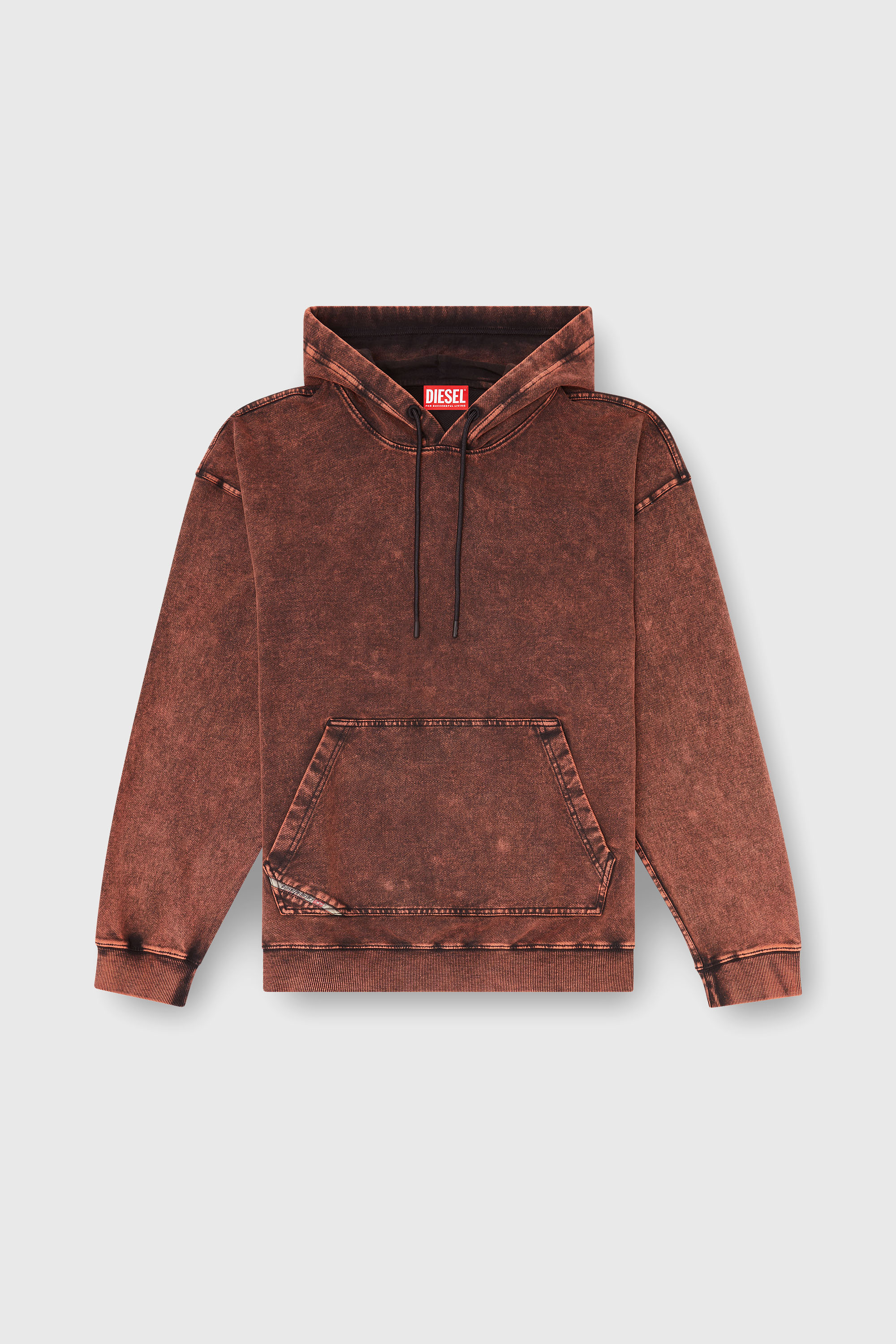 Diesel - S-BOXT-HOOD-TUK, Man's Treated denim-effect hoodie in Brown - 2