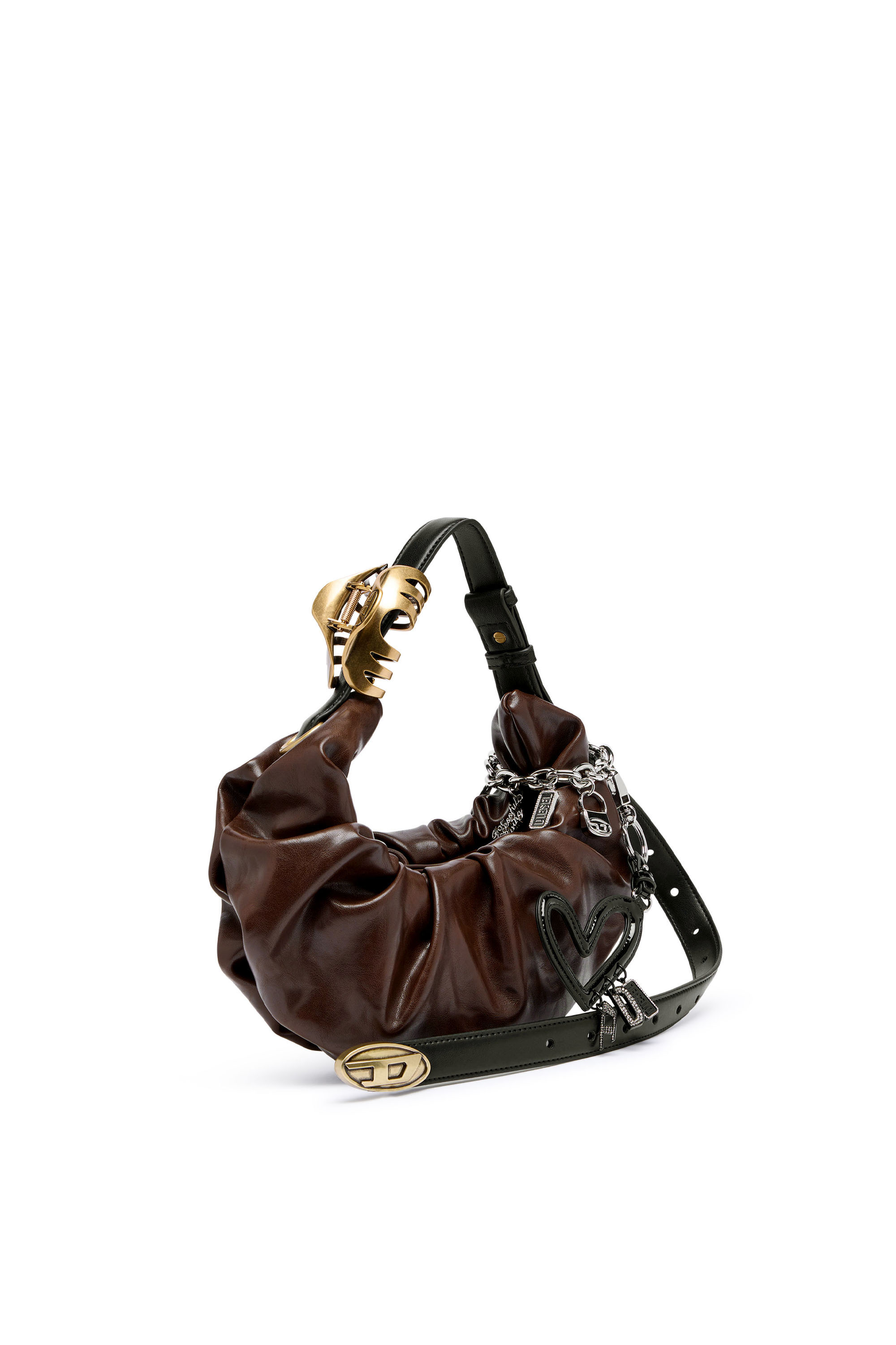 Diesel - GRAB-D HOBO S, Woman's Grab-D-Small scruched hobo bag in Dark Brown - 2